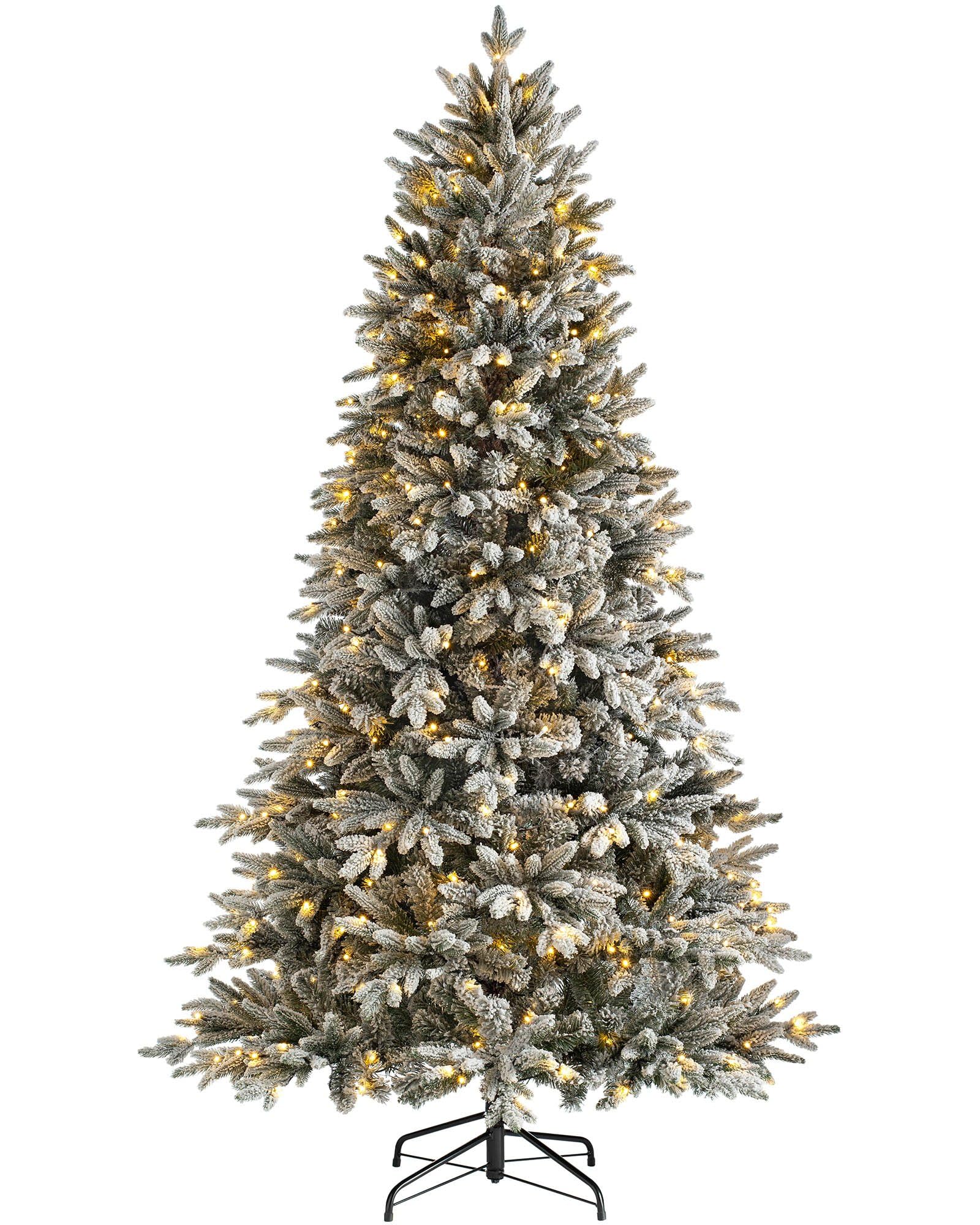 WeRChristmas Pre-Lit Slim Snow Flocked Christmas Tree with 350 Chasing Warm LED Lights, Multi-Colour, 6 feet/1.8m