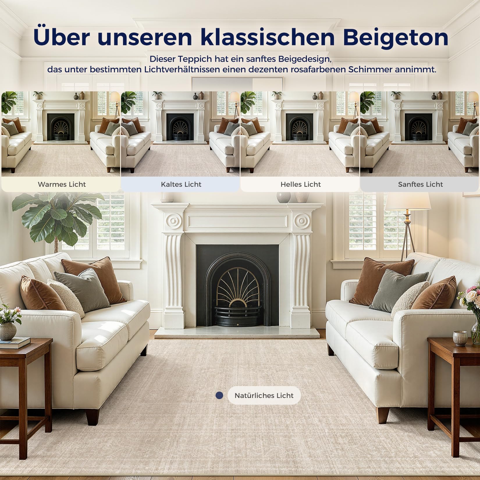 DMOYEST 160x230 Teppich Wohnzimmer Beige Vintage Waschbar | Waschbarer Kurzflor Teppiche mit Rutschfester, Weich und Dünn, für Schlafzimmer Esszimmer Büro, Kind und Haustierfreundlich
