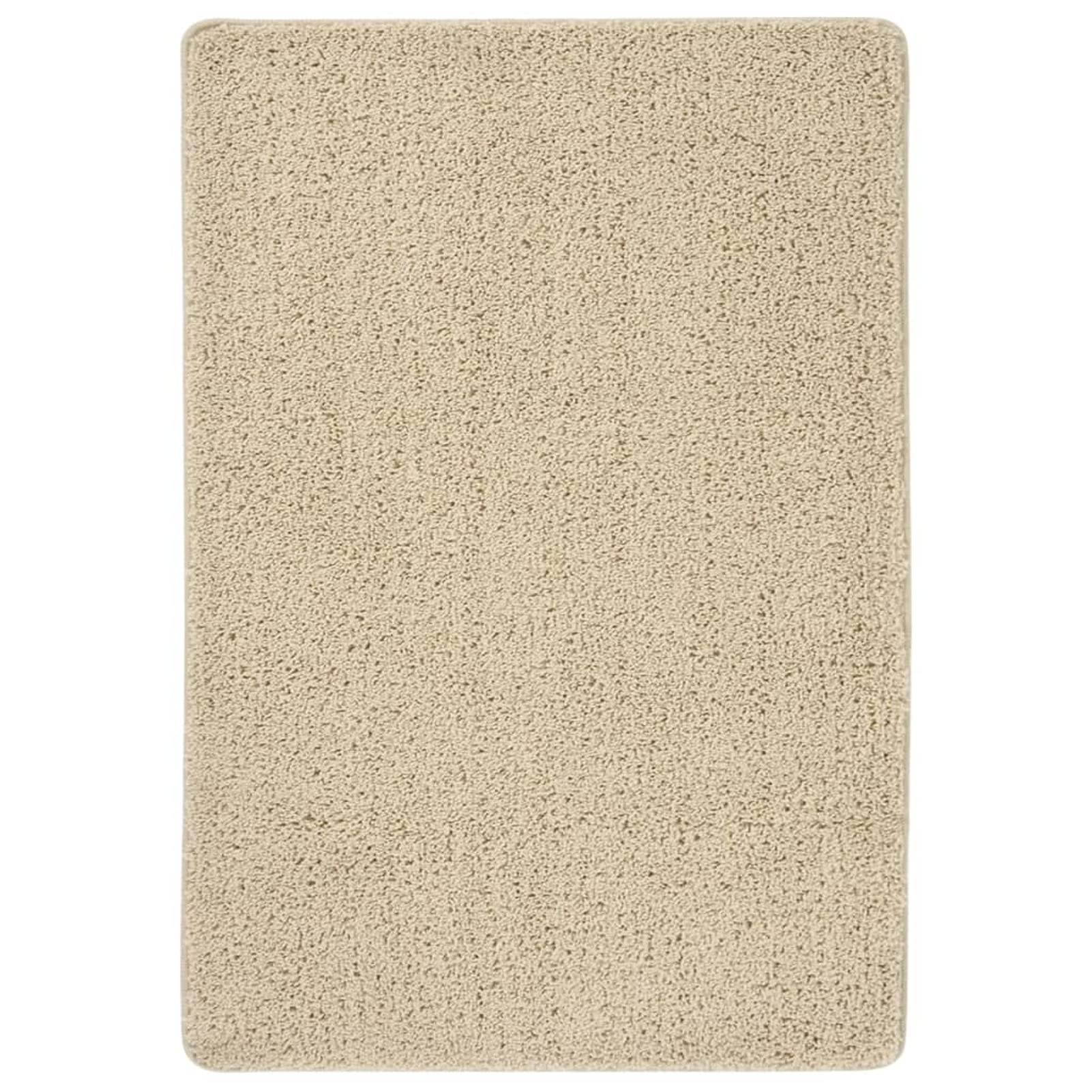 Tapis shaggy antidérapant crème pour sol sec et sécurisé 120x170