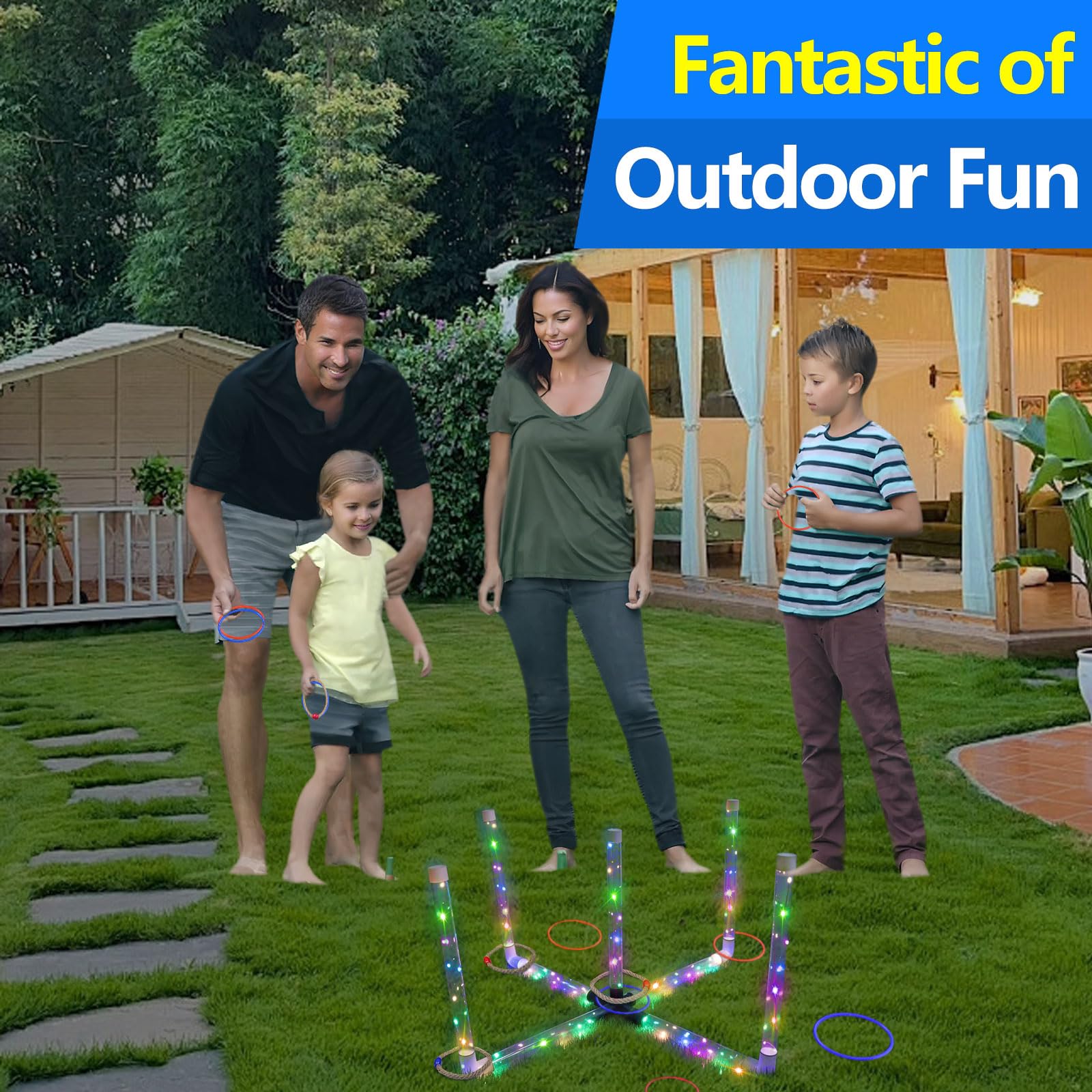 Outdoor Ring Toss Game Upgraded 15 Inch Backyard And Lawn