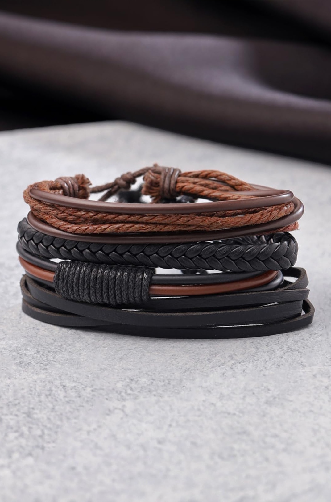 Yellow Chimes Combo Leather Wraps Casual Latest Trend Multi Strand Wrist Bracelets for Men and Women (Unisex)