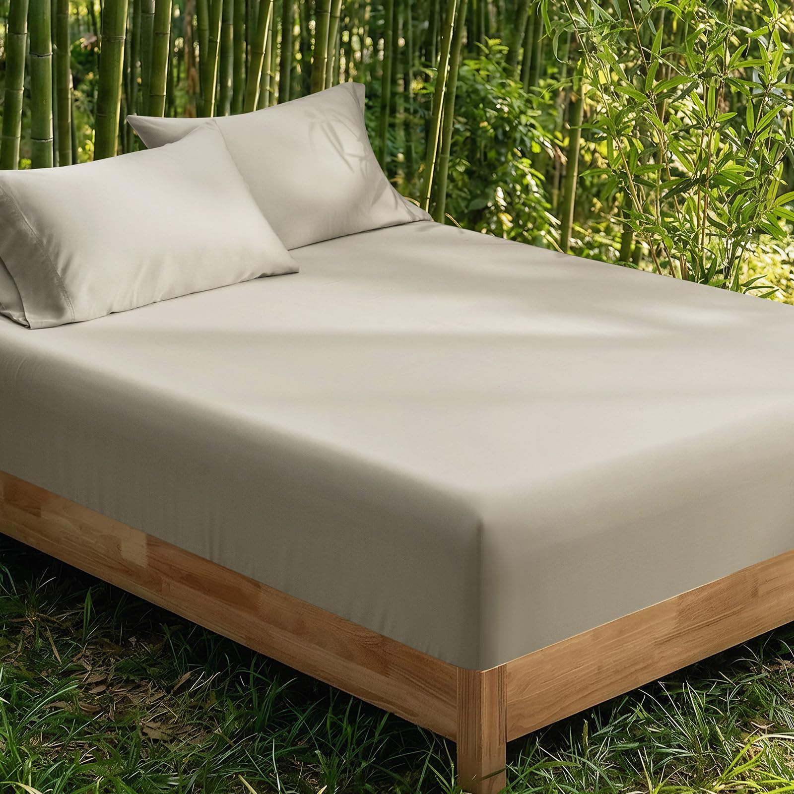david's home cooling fitted sheet king size, 100% rayon derived from bamboo, 16" deep pocket 2.5cm wider elastic, luxury smooth silky soft breathable bottom sheet for hot sleeper, light taqpe