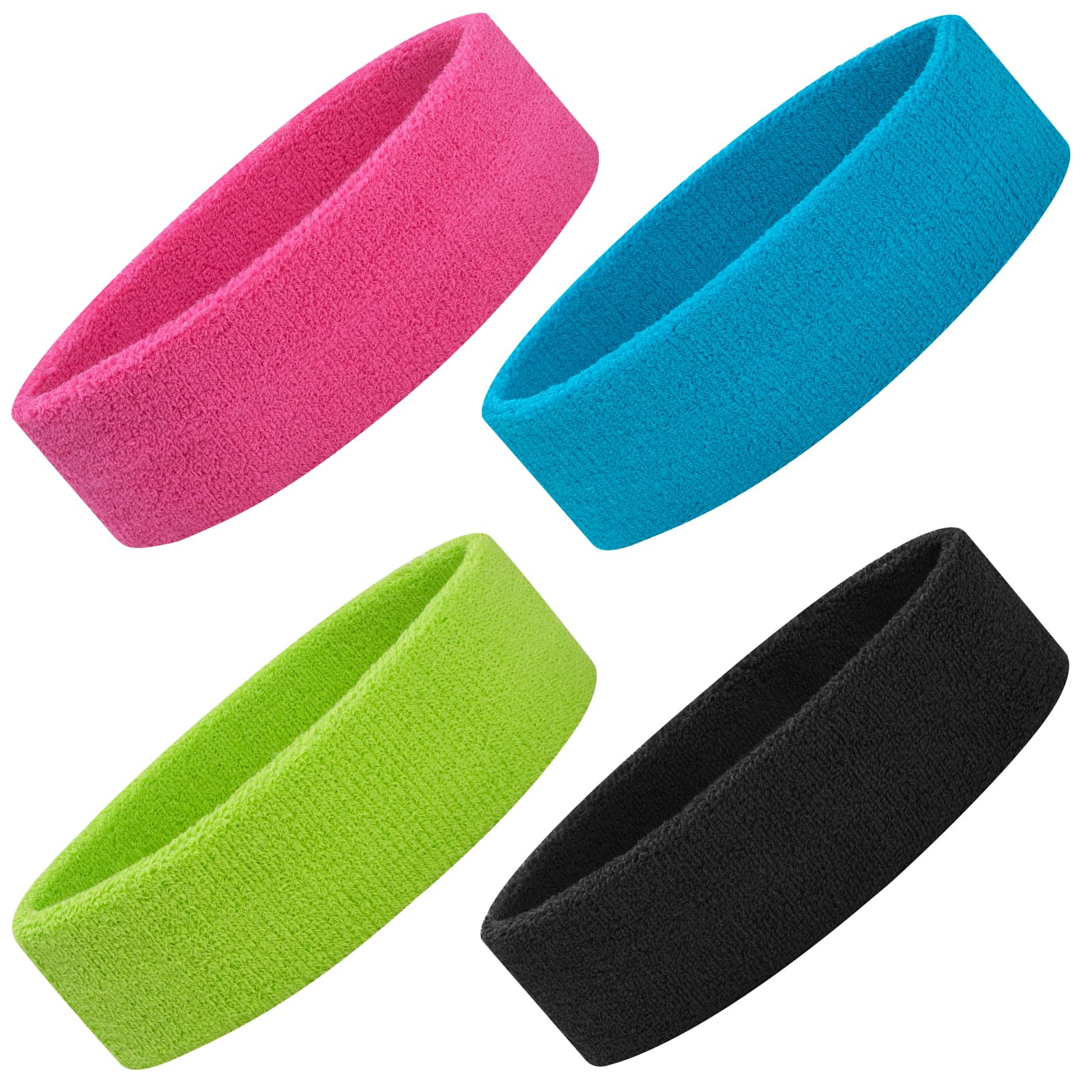 ONUPGO 3Pcs Sports Headbands for Men, Sweatband Headband for Women,Terry Cloth Sweat Head Band for Workout Cycling Basketball Tennis and Yoga - Athletic Cotton Headband Outdoor