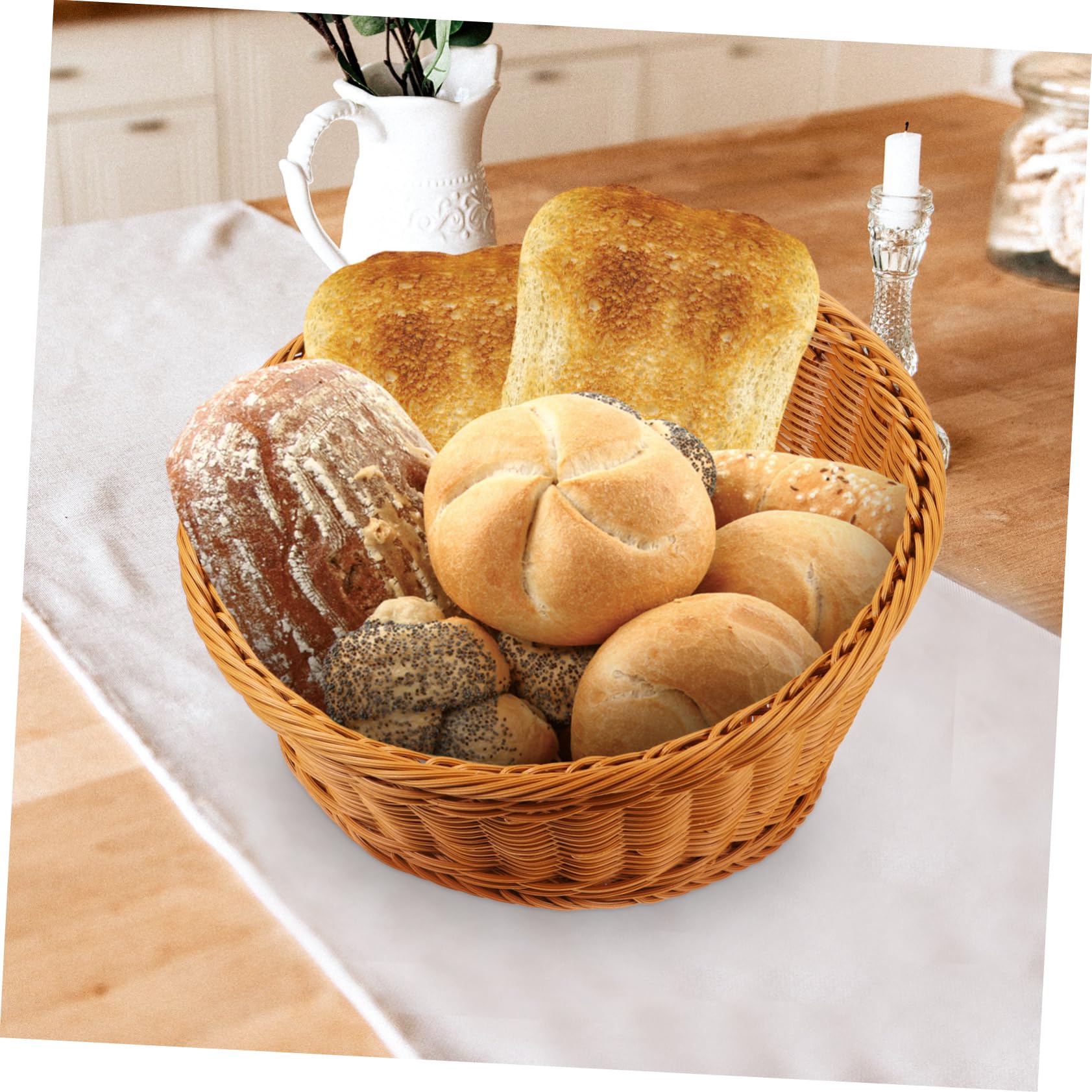 UKCOCO Cesto da Tavolo in Vimini Sintetico Organizer Cucina Pratico e Robusto Design Intrecciato la Casa e Decorazione Rustica