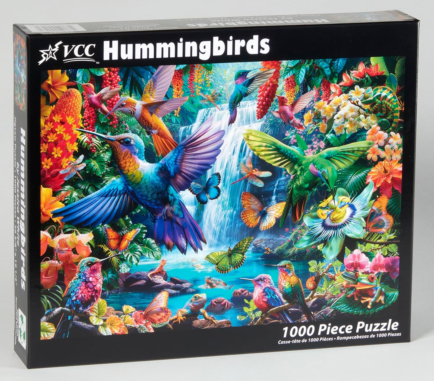 Hummingbirds Jigsaw Puzzle 1000 Piece by Vermont Christmas Company - Fully Interlocking & Randomly Shaped Pieces - 26 5/8" x 19 1/4"