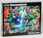 Puzzle à mâchoires des colibris 1000 Pièce par Vermont Christmas Company - Entièrement enroulé & Pièces en forme de hasard - 26 5/8" x 19 1/4"