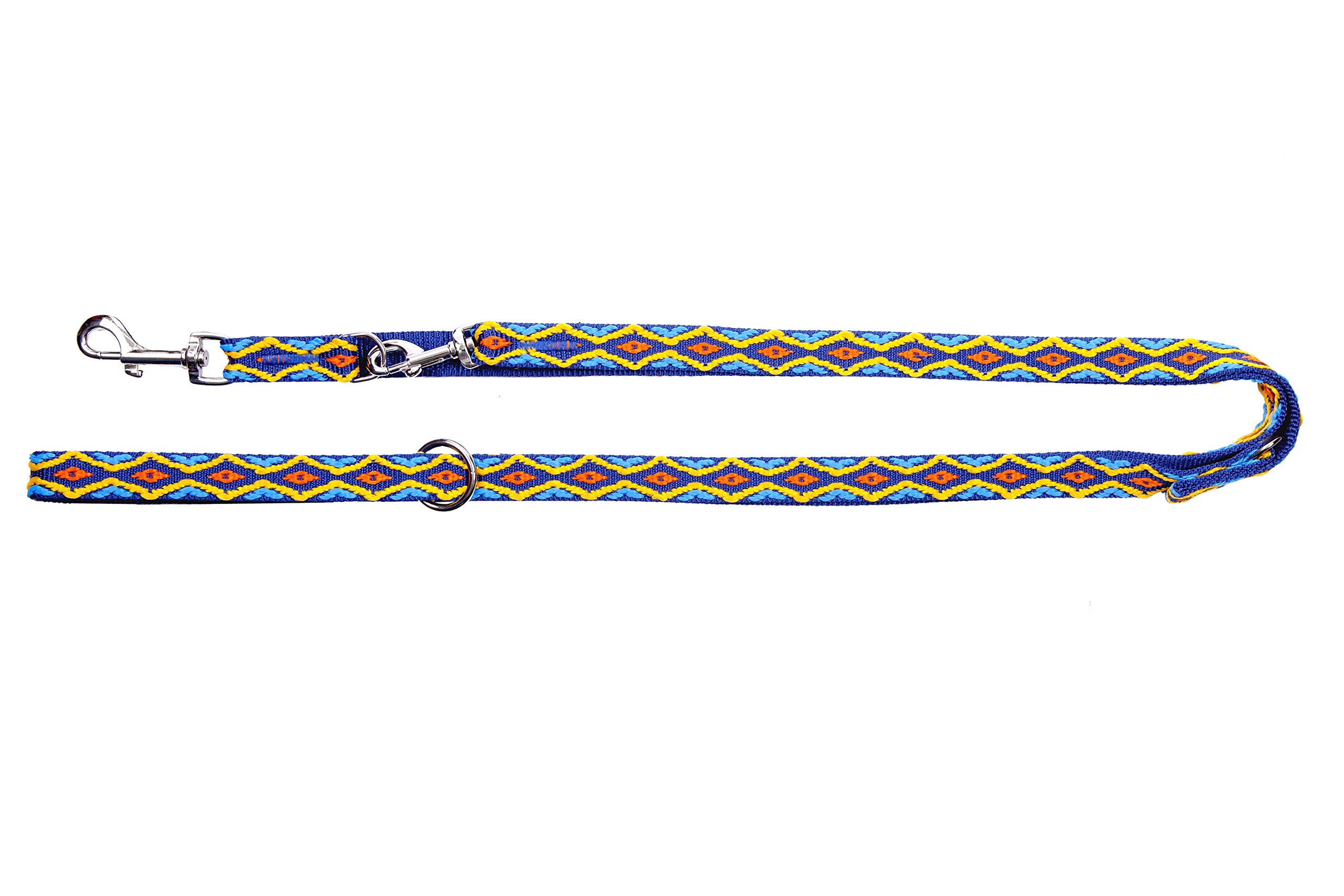 Dingo Winnetou Adjustable Dog Leash Handmade in Indian Style Howgh! Blue 13569, 1.6 x 220 cm