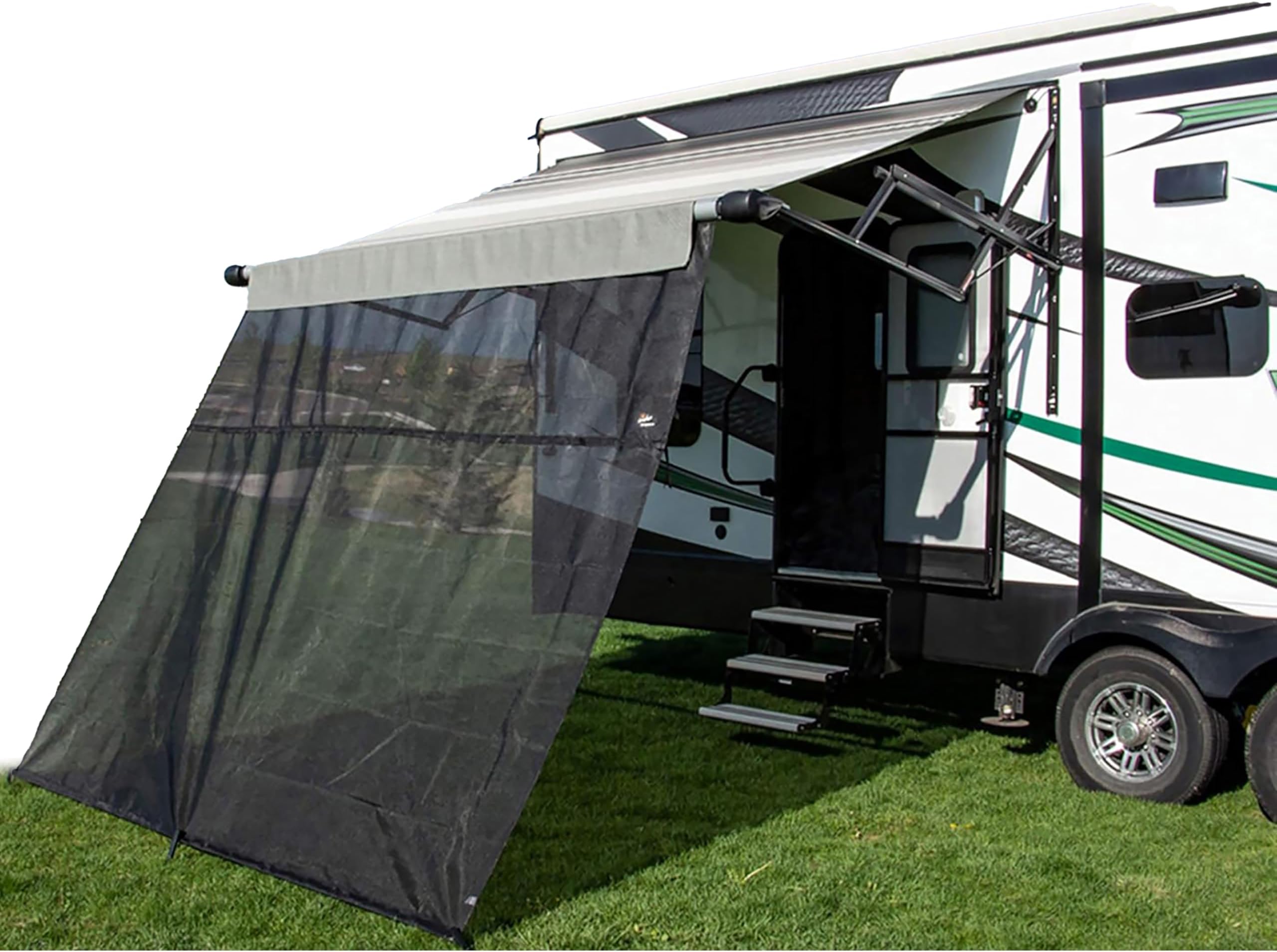 Carefree Of Colorado Drop RV Awning EZ ZipBlocker - Black Mesh RV Awning Shade Screen, Canopy Sun Blocker, Camper Accessory for Front Patio (15' x 9')