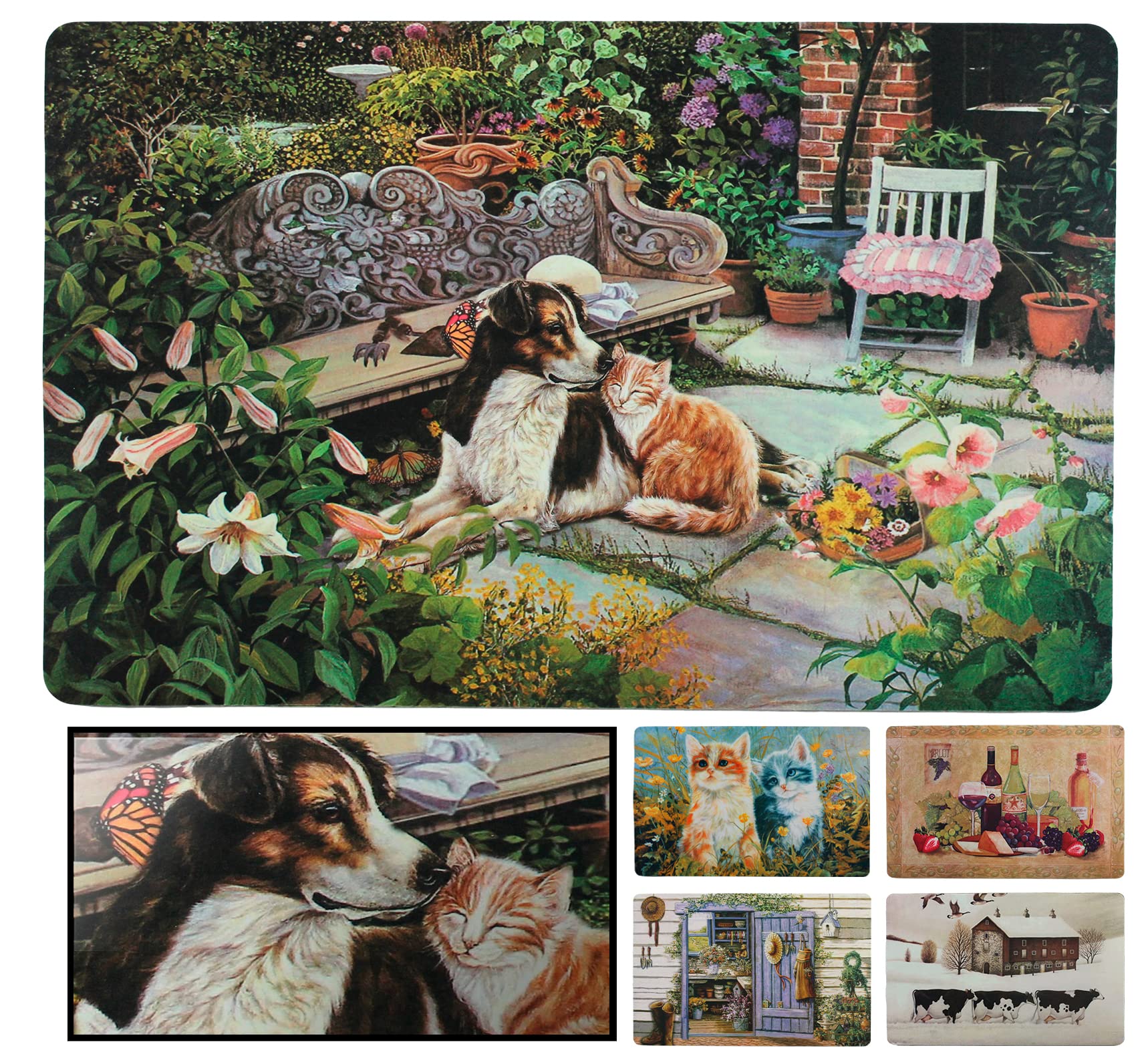 LucaHome - Alfombrilla acrílica con Base Antideslizante, Felpudo 51x75 Perro y Gato con impresión Muy Realista, Felpudo para Interior de casa y decoración