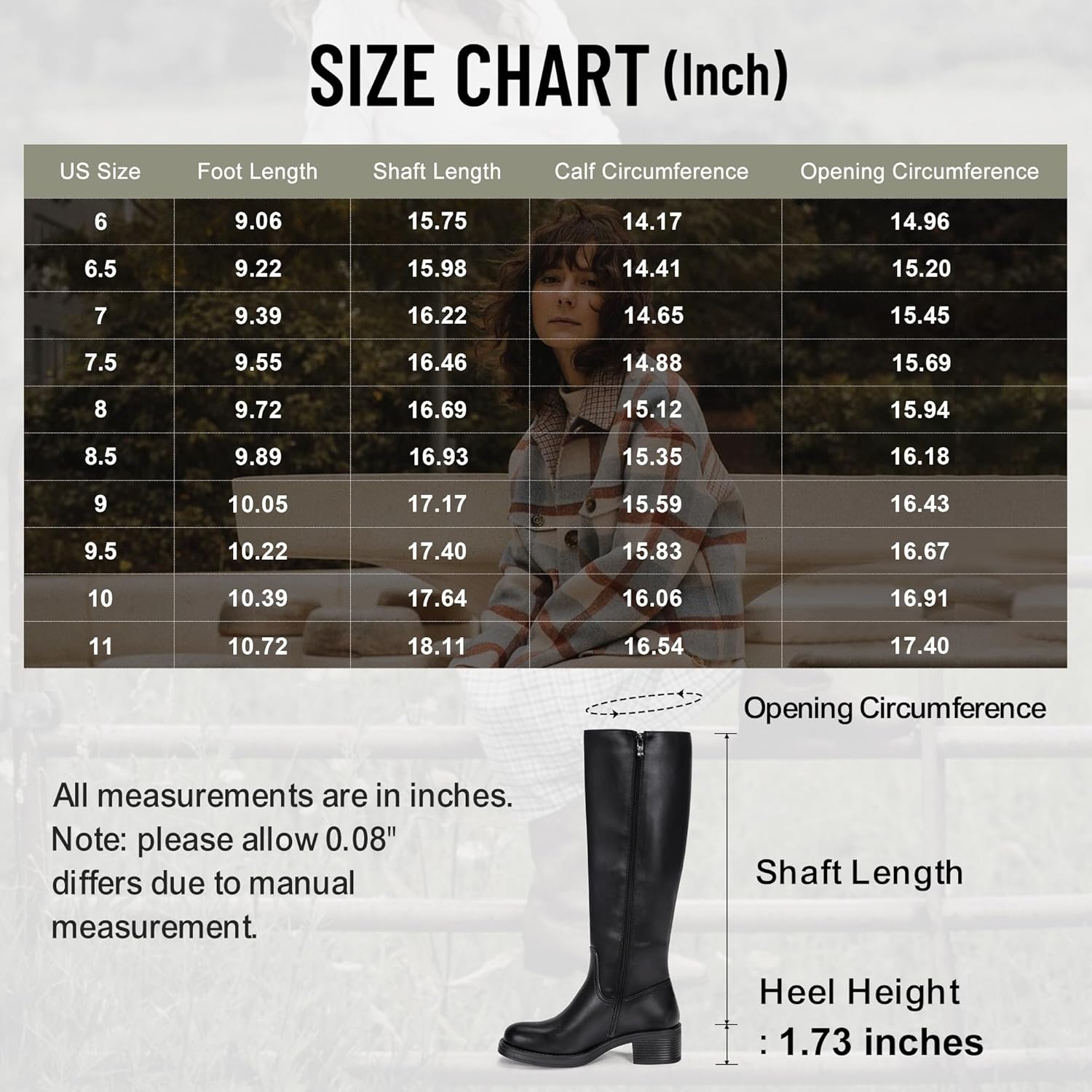 Vepose Women's Tall Knee High Boots 9565 Dress Chunky Low Heel Fashion Square Toe with Side Zipper Fall Leather Long Boot - Image 6