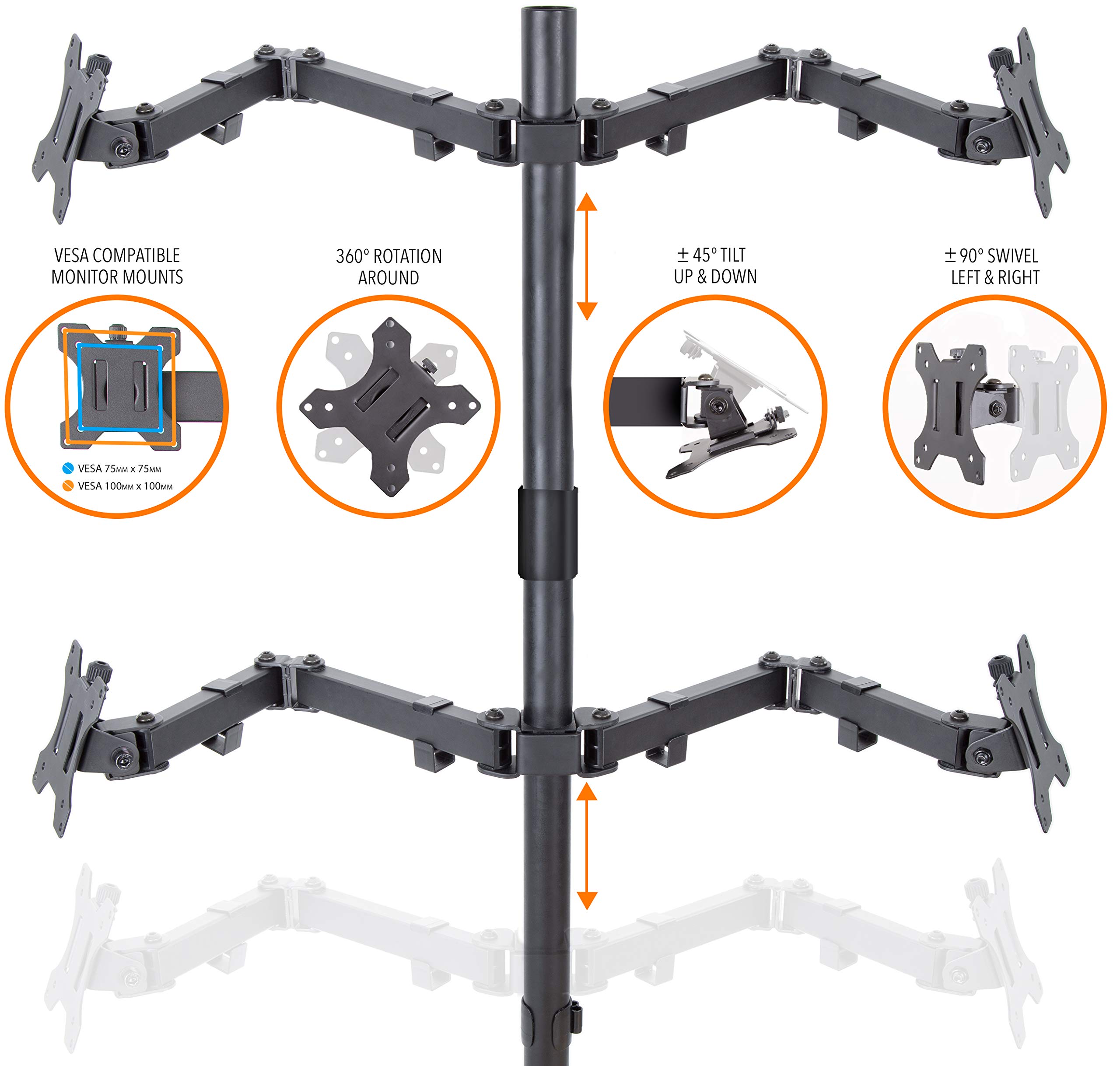Stand Steady ClampOn 4 Monitor Mount Desk Stand Height Adjustable