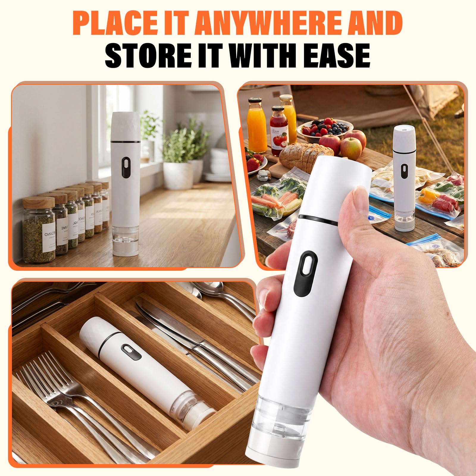 Macchina Sottovuoto Alimenti,60 kPa Sigillatore sottovuoto compatto,Potente Vacuum Sealer,con 20 Sacchetti Sottovuoto,Operazione con un clic,Ideale per Casa,Viaggi,Campeggio e Conservazione