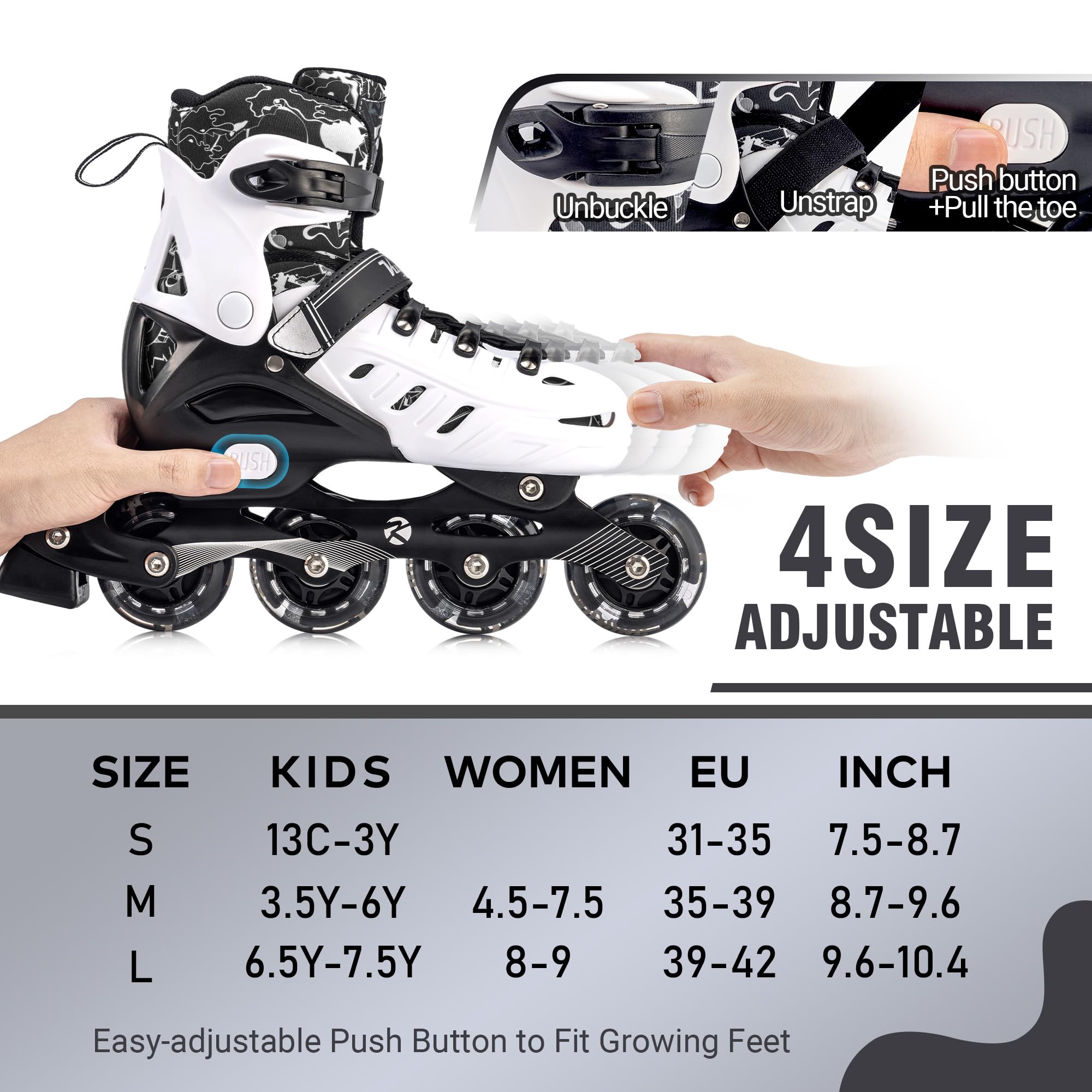 Kuxuan Skates Patines en línea para niños ajustables