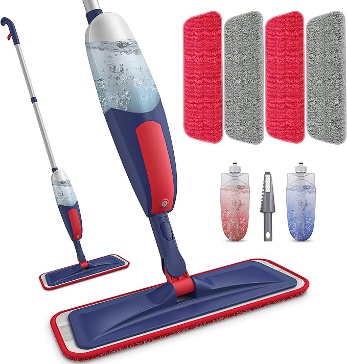 Microfibre Spray Mops for Cleaning Floors BPAWA Hard Floor Mop with Spray Flat Dry Wet Mop for
