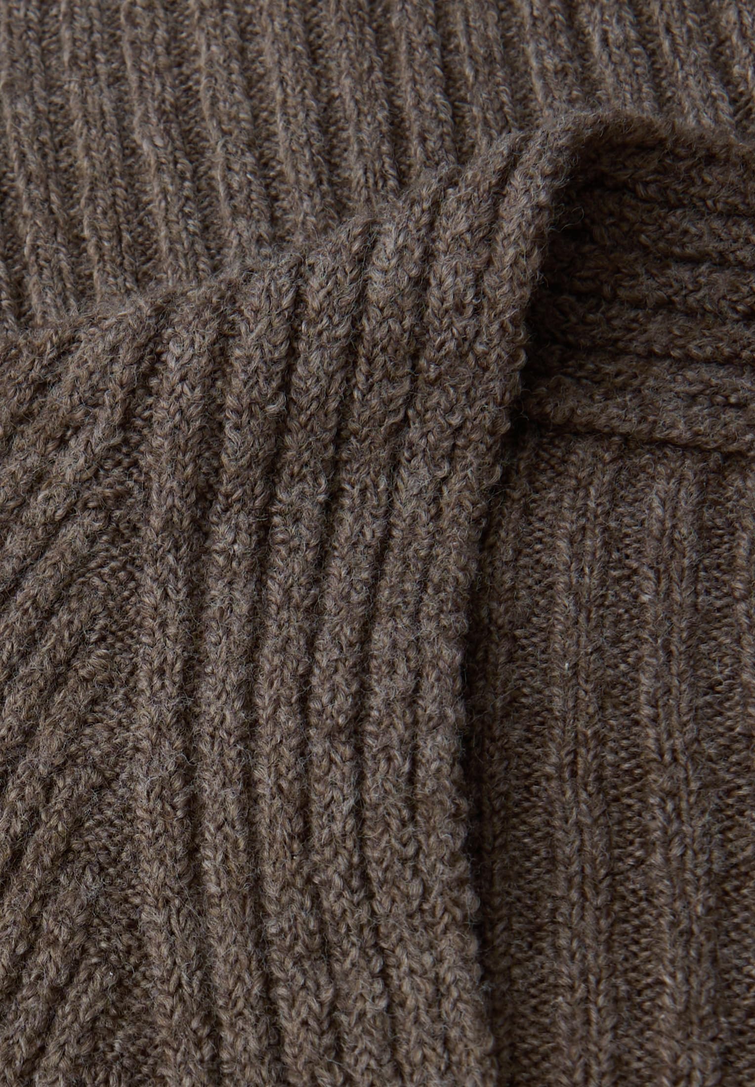 Street One Sweter strukturalny z dekoltem w serek Nomad Brown Mel. 40
