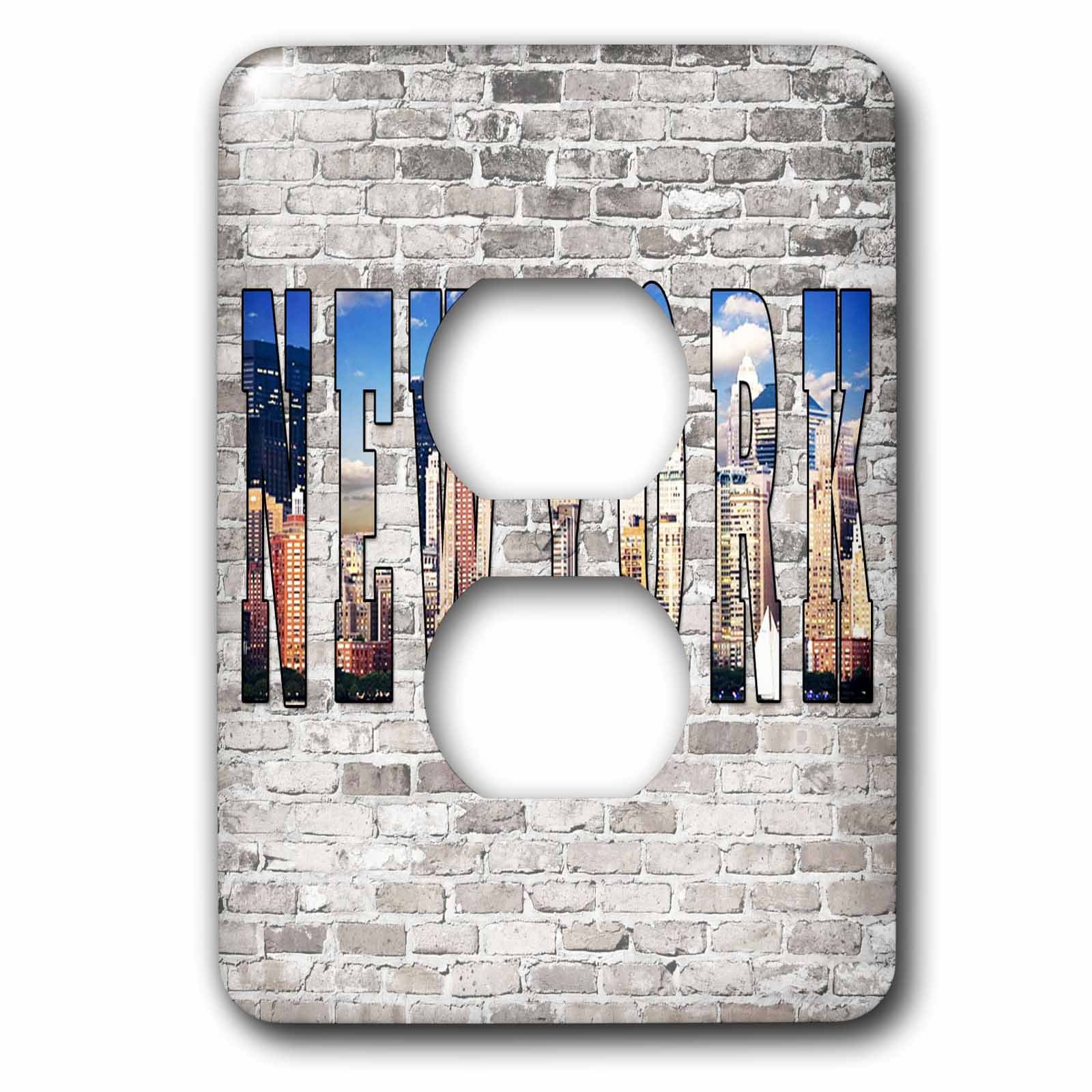 2 Prises de courant New York City mur briques cache prise déco 3dRose