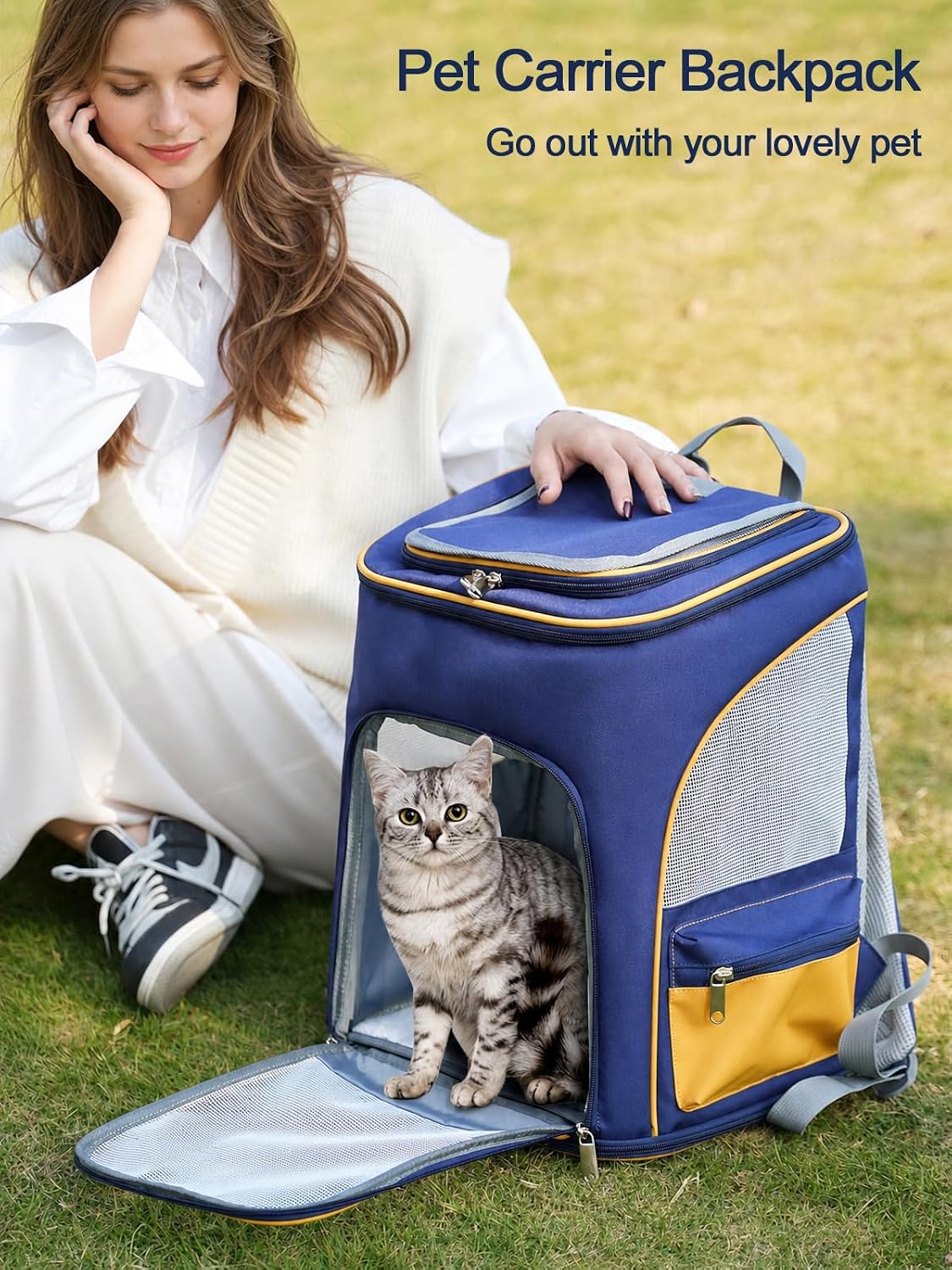 Dog Cat Backpack Carrier, Pet Carrying Bag for Cat Small Puppy Dog