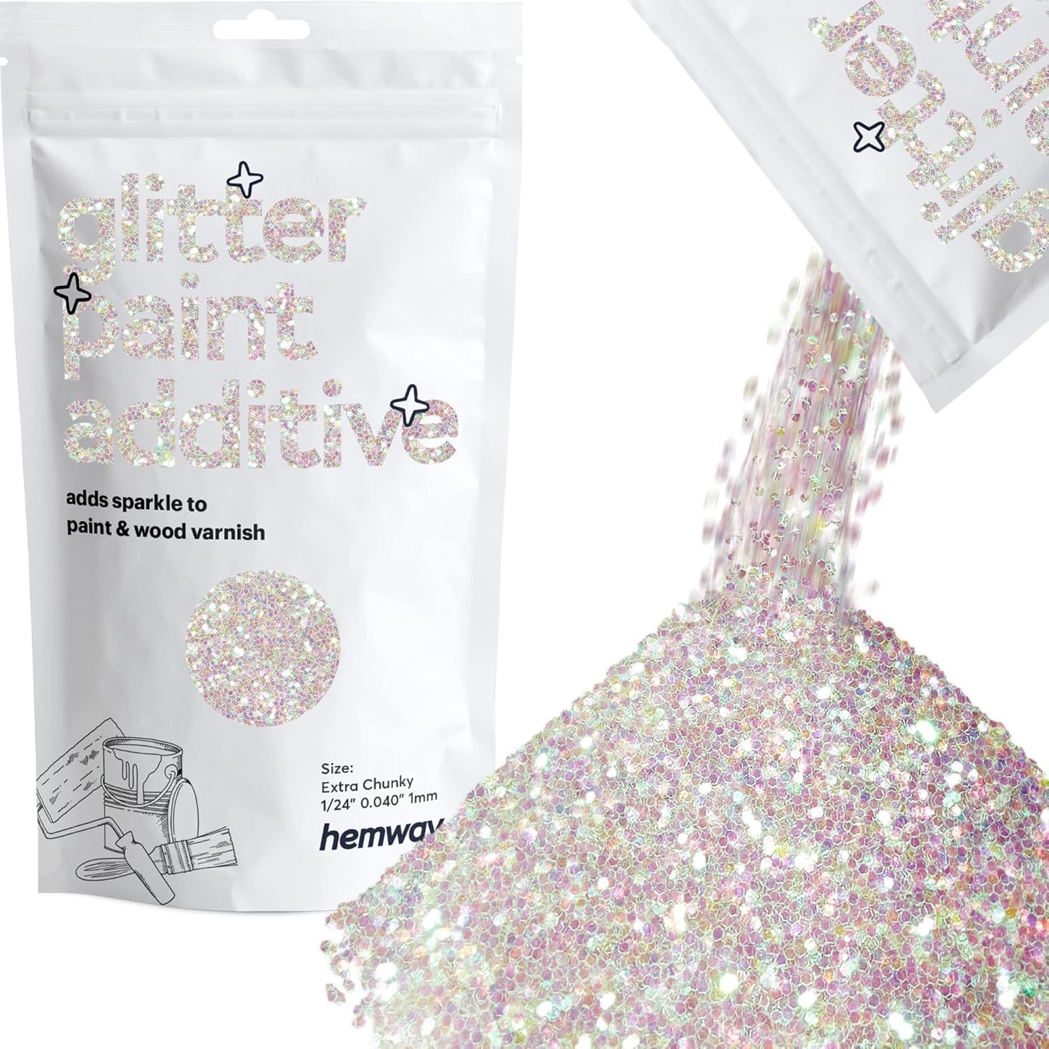 Hemway Glitter Paint Additive 100g / 3.5oz Crystals for Acrylic