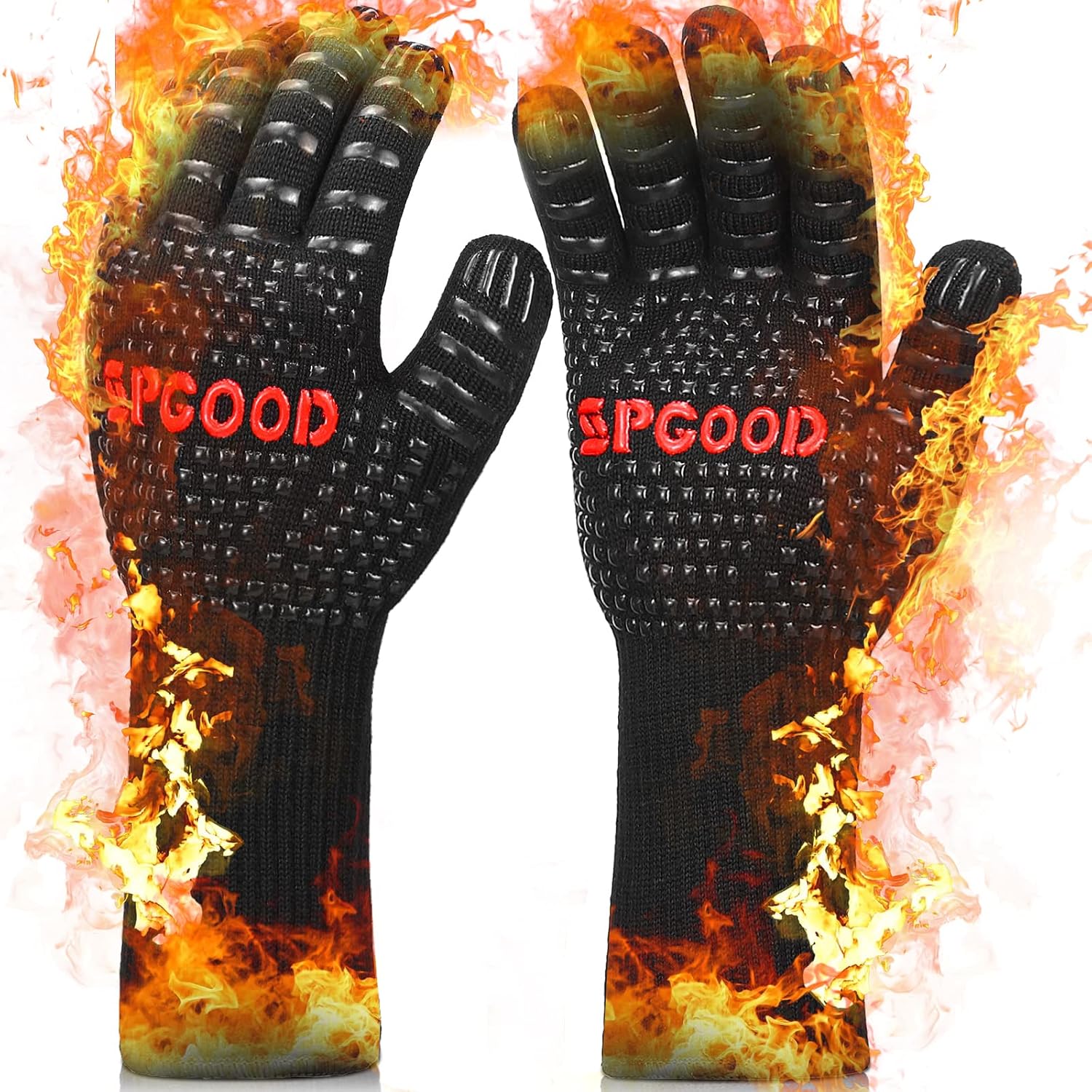 SPGOOD Grill Gloves Heat Resistant Grill Glove 800 Degree Fireproof