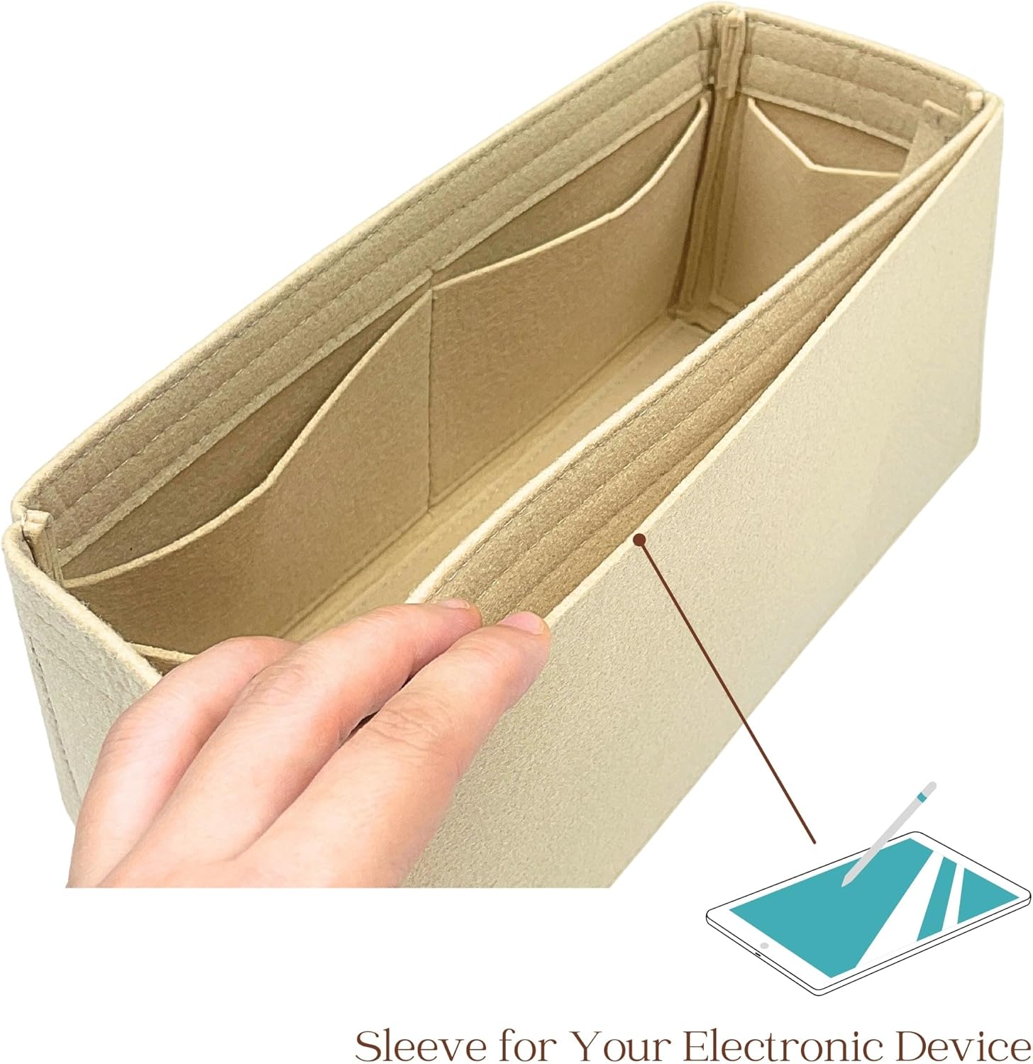 Organizer for Birkin 25, 30, 35, 40, 42, 45, 50, Handmade Felt Insert (BK 35, Black) - Image 6