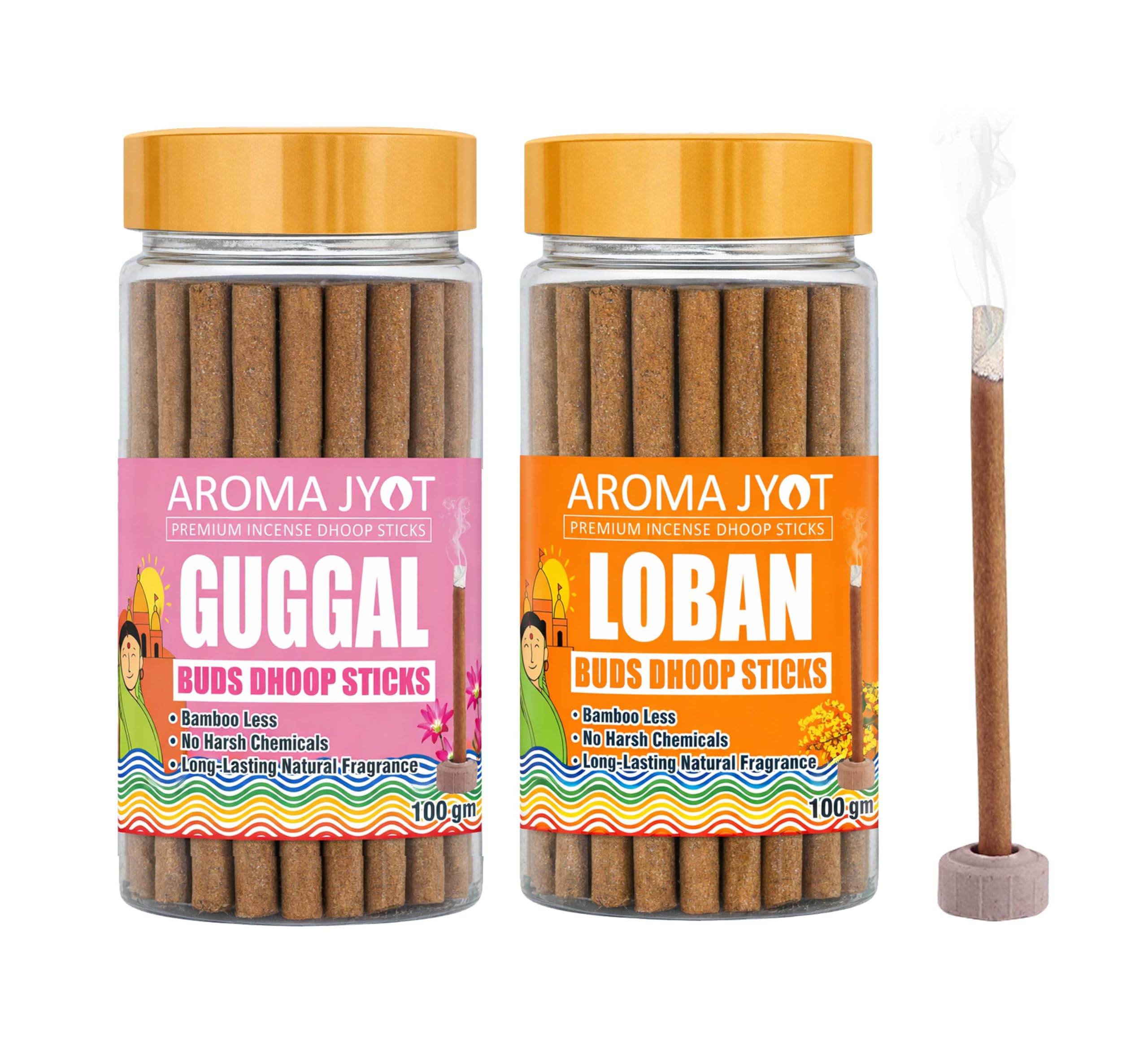 Dhoop Sticks Combo Pack 100gm Each with Holder Stand | Premium Bamboo Less Incense Sticks | No Charcoal, dhupbatti Long Lasting Natural Fragrance for Puja, Meditation & Home Freshener-image-32