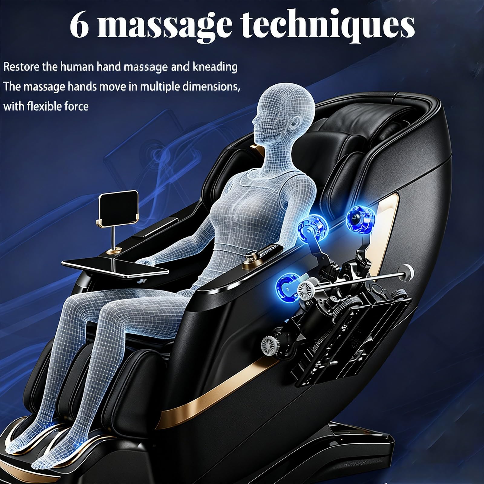 Poltrona Massaggiante Di Lusso, Massaggio 4D Intelligente Per Tutto Il Corpo Binari SL Estesi Riscaldamento Polpacci Pannello Touch Intelligente A LED Divano Massaggiante(Gray)