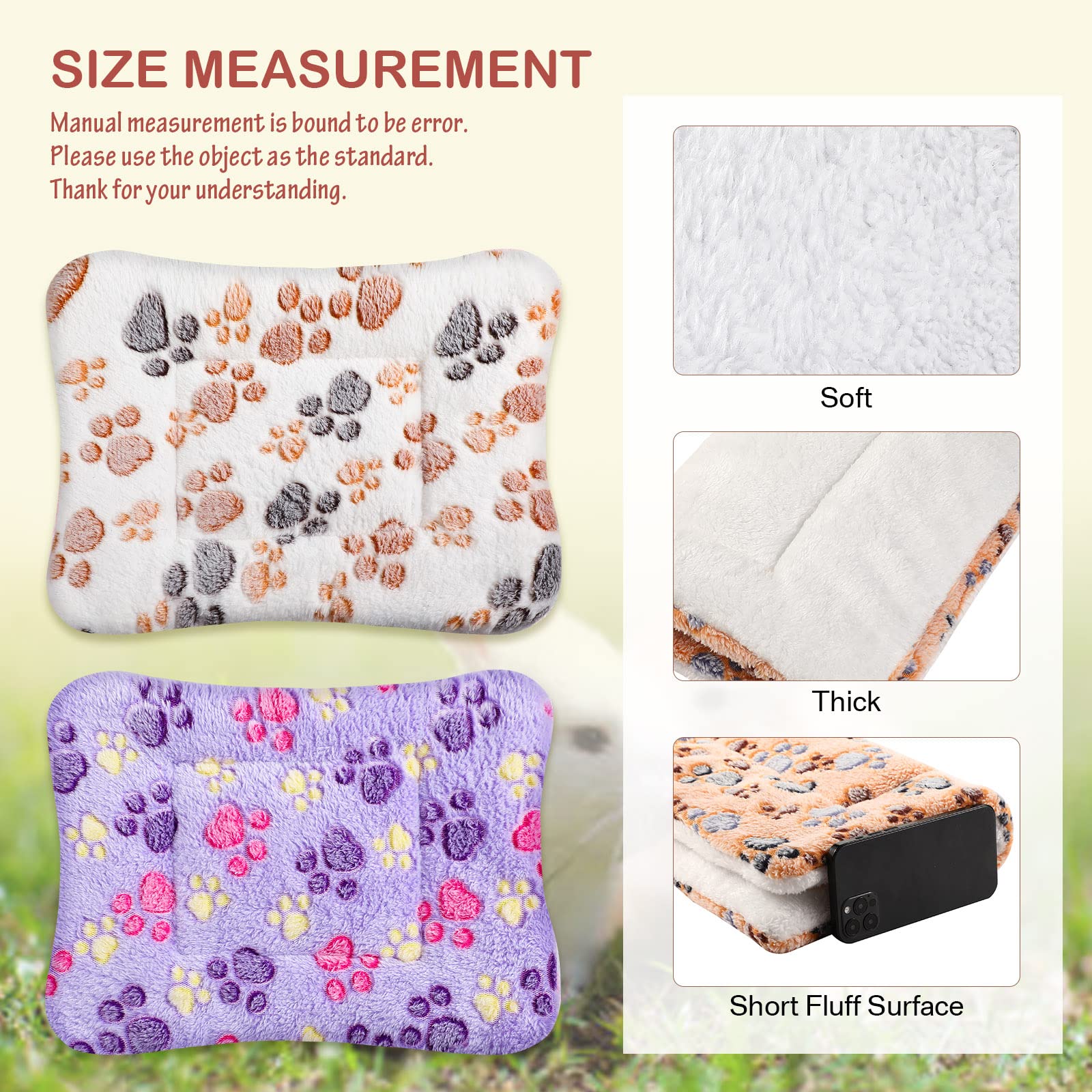 Hestya 4 Tapis de Lit pour Chien Ultra Doux avec Imprimés Mignons Coussins de Cage Réversibles Lavables Épais Matelas en Polaire pour Petits Animaux Chat Cochon d'Inde (32 x 25 cm)