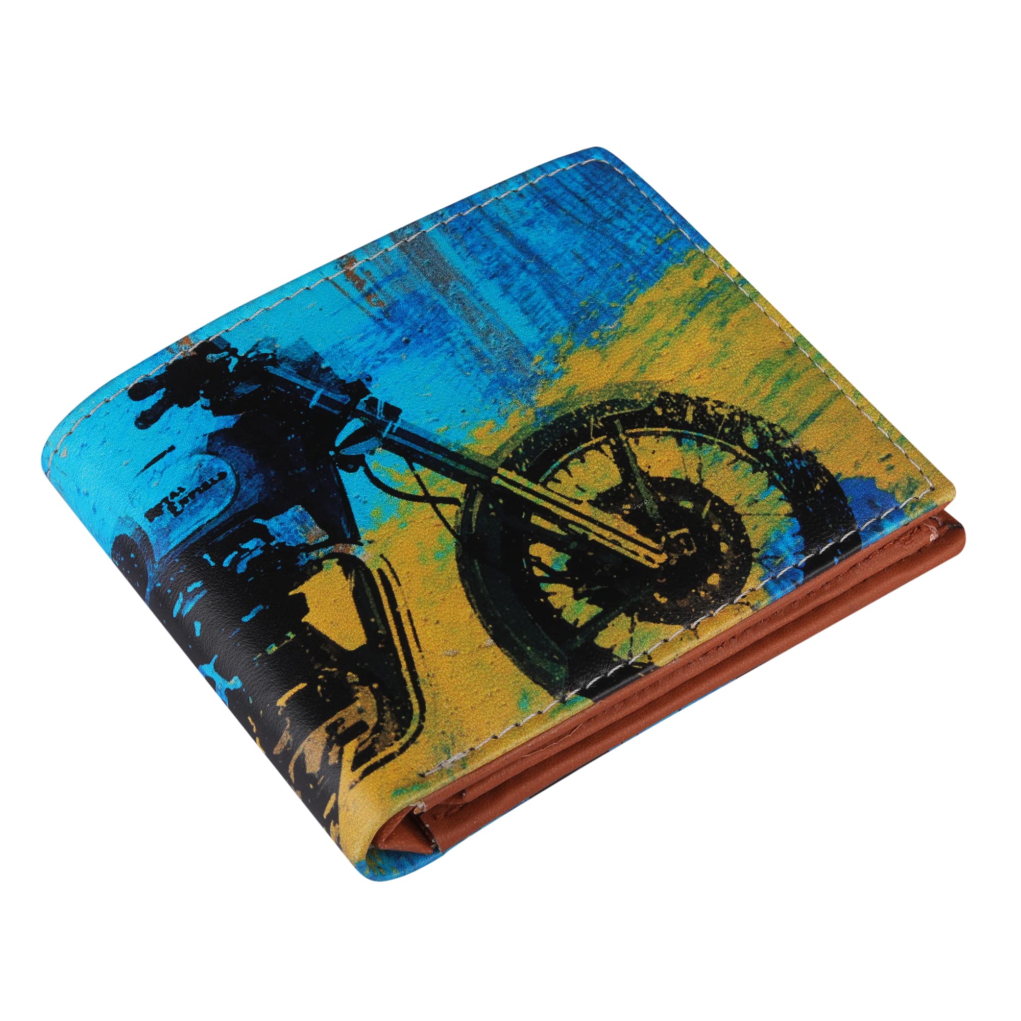 ShopMantra Men's Wallet | Wallet for Men's | Wallet for Boy's | Biker NYPD Printed Pu Leather Wallet for Men's/Boy's, Multicolor Bullet-tan, Casual