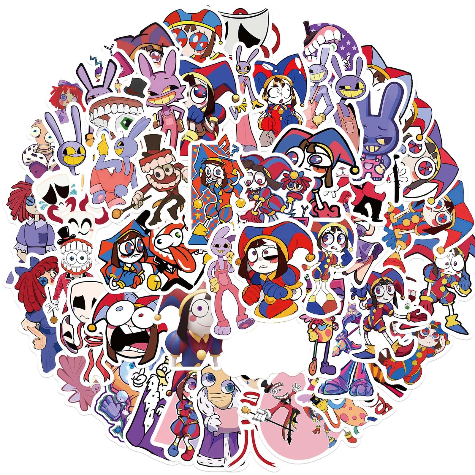 56PC Amazing Circus Adesivi Cartoon Pomni Stickers Adesivo Anime Graffiti Adesivo Laptop Valigia Adesivi Impermeabili per Fan