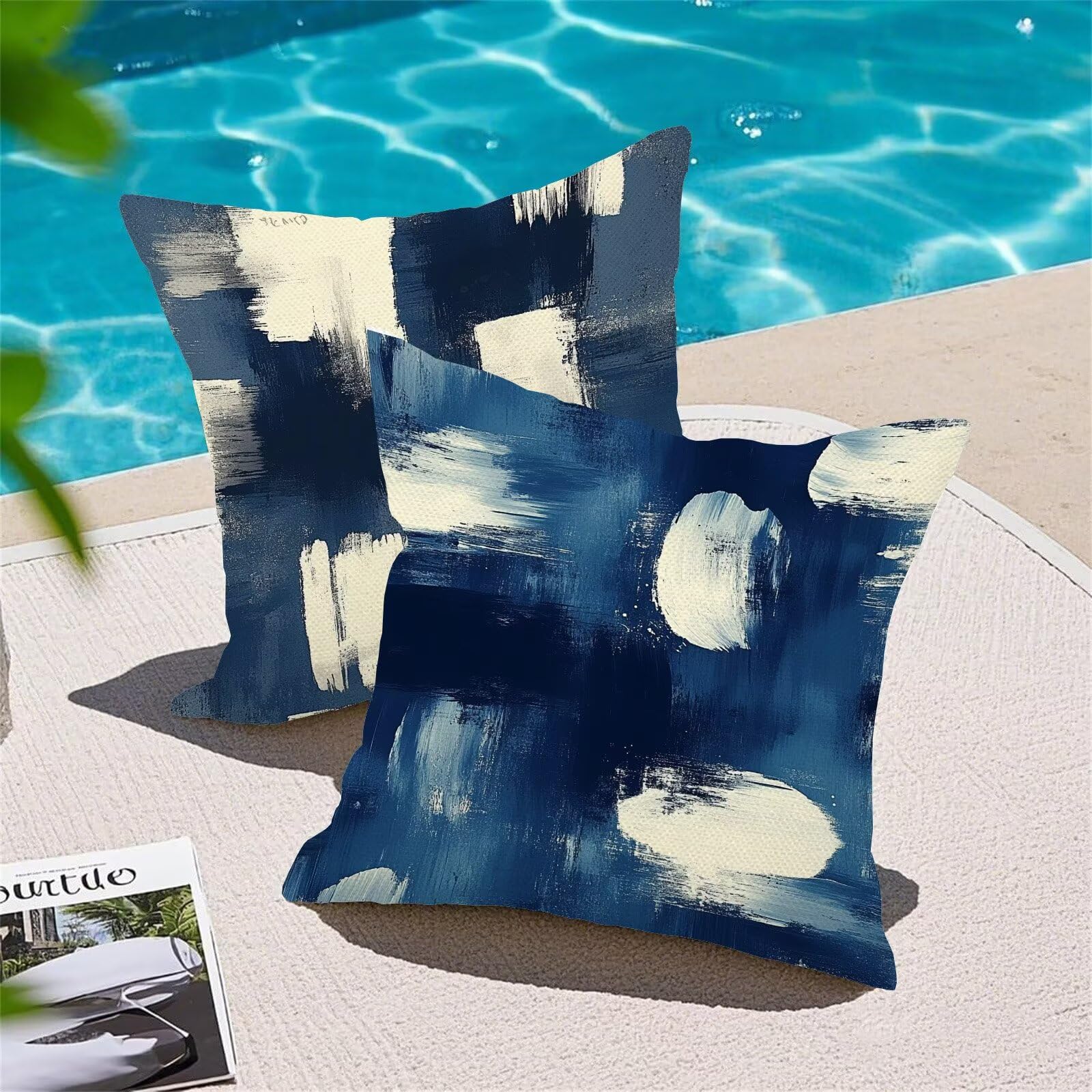 Juego de 4 Fundas Cojines Azul Arte 45 x 45 cm Fundas Cojines, Decoración Moderna Cojin Exterior, para Sofá salón Cama Sillas Decoración, Cuadrado Terciopelo Sofá Cojín Exterior (Sin Almohada) m-403
