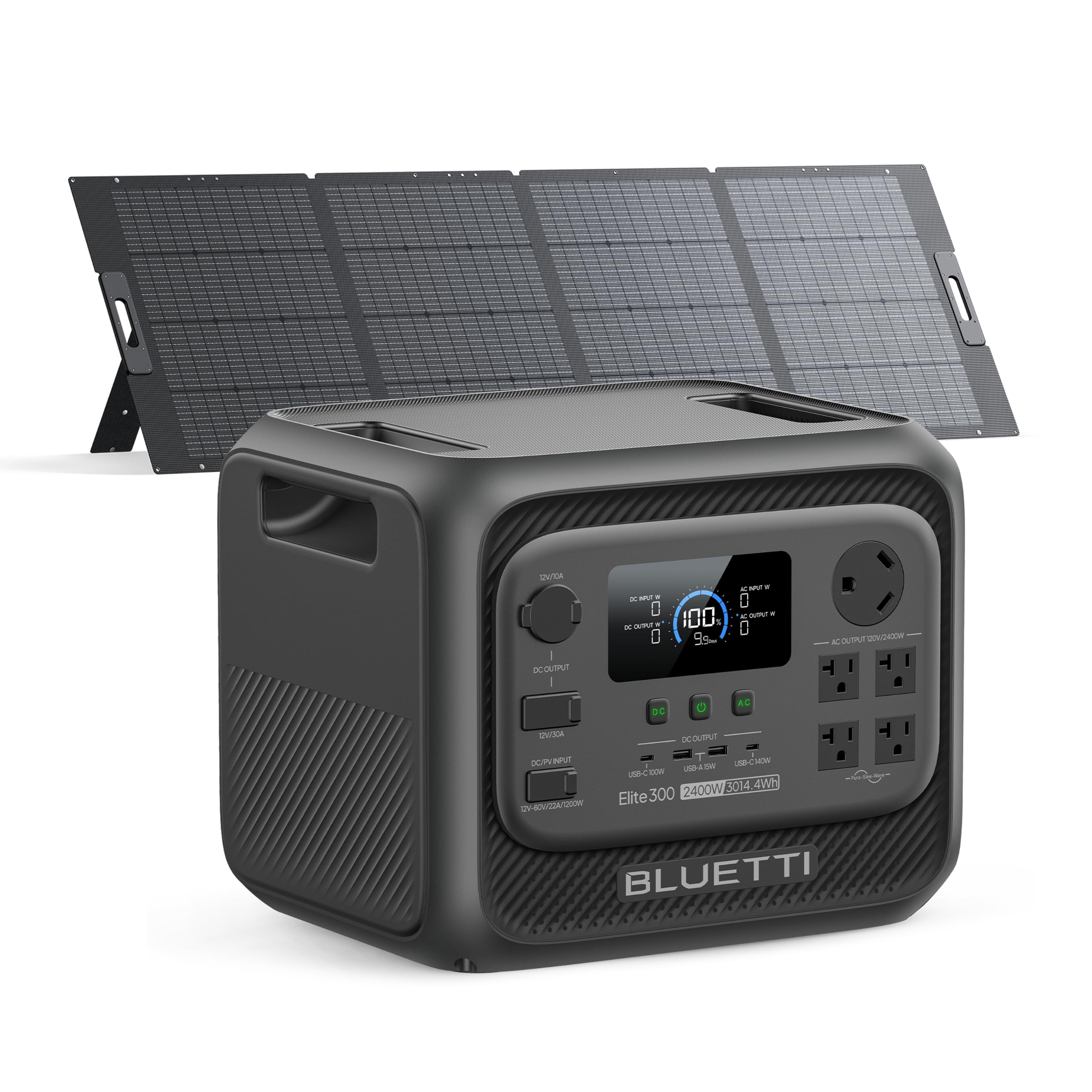 BLUETTI Solar Generator Elite 300 with 350W Solar Panel Included, 3014.4Wh | 2400W (4800W Surge), Smallest 3kWh, LFP Portable Power Station for RV, Home Backup, Outage, w/ TT-30 RV Port & 12V/30A DC