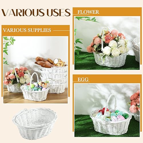 Miniatura 43 de Barydat 6 cestas pequeñas de mimbre para pícnic con asa, cestas ovaladas de sauce trenzado para regalo para boda, baby shower, Navidad, invierno