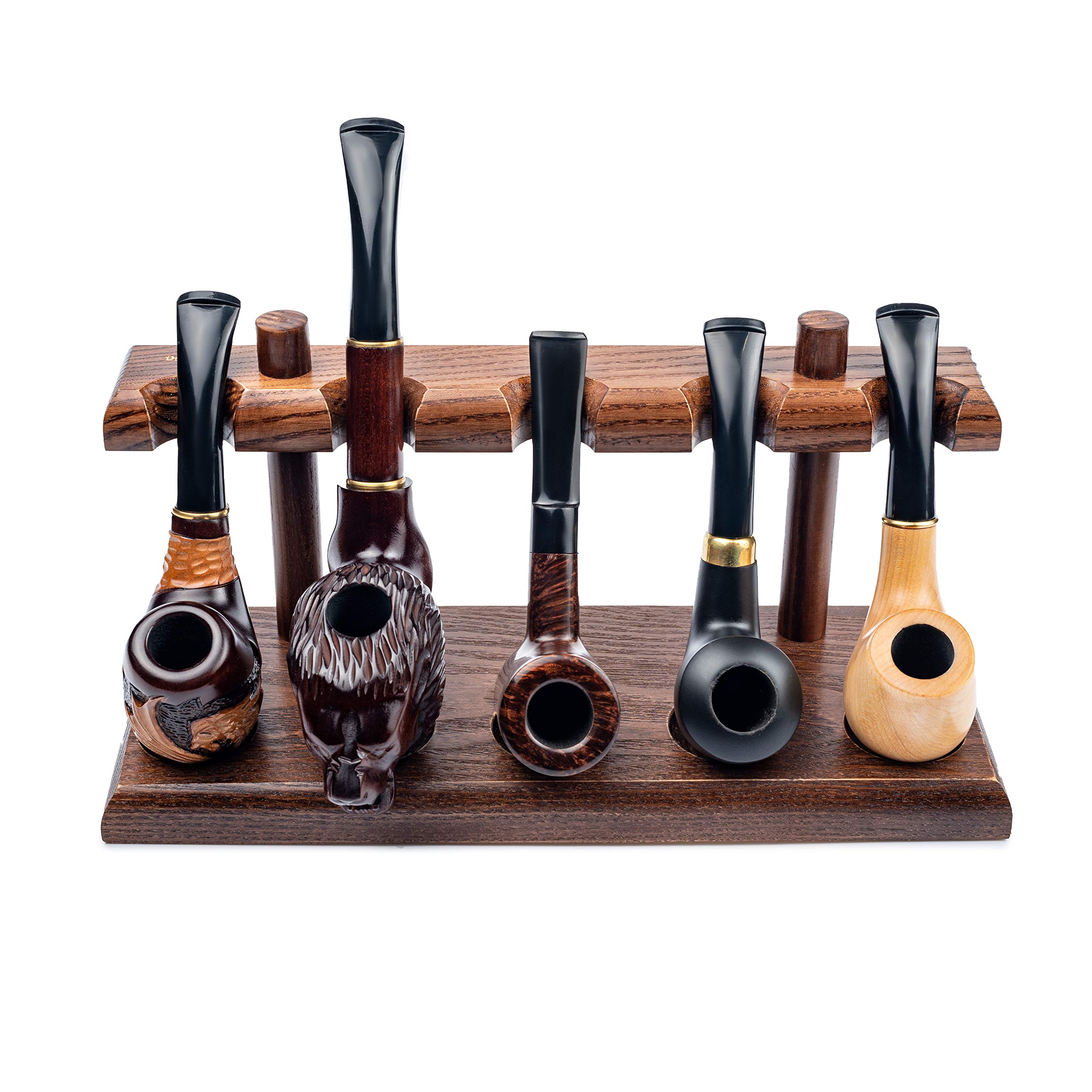 Dr Watson - Soporte de Pipa de Tabaco de Madera, Para 5 Pipetas de Tabaco, Hecho a Mano en Madera Sólida