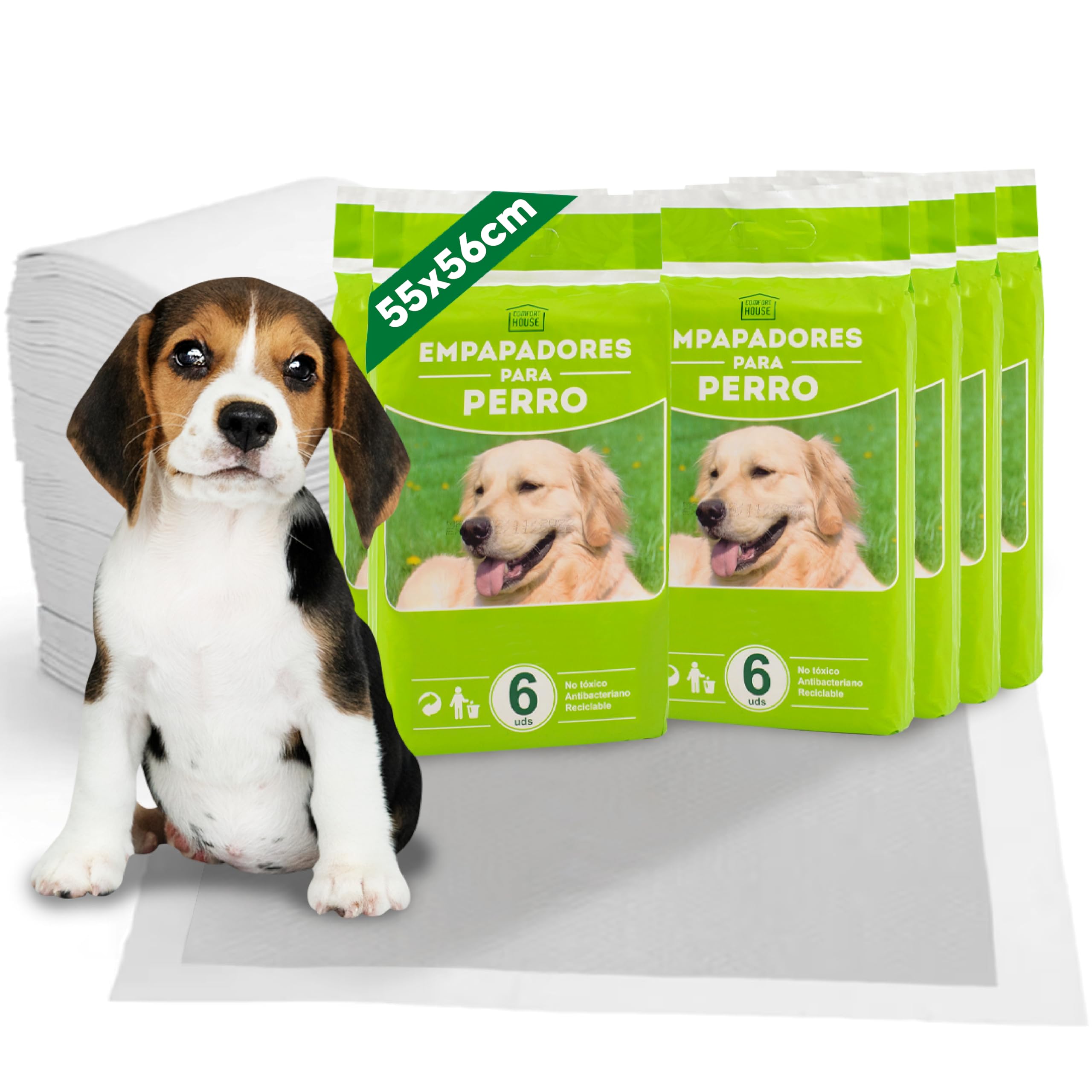 144X Empapadores Perros 55x56cm Ultra Absorbente - Empapadores Perros Grandes y Pequeños a Prueba de Fugas - Empapadores Desechables Perros y Gatos - Almohadillas de Adiestramiento Perros
