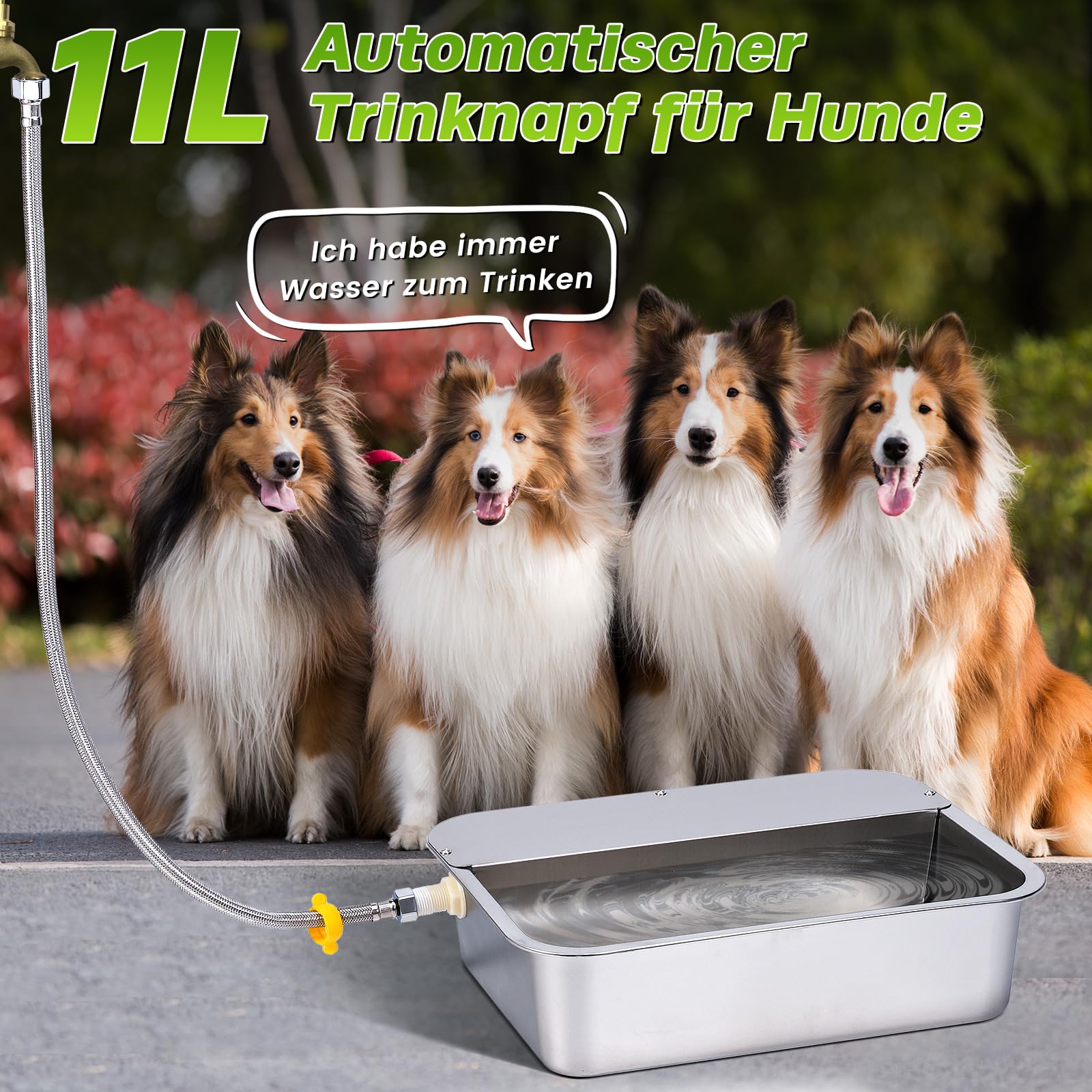 Hundebecken Automatischer Hundewasserspender,11 Liter Outdoor Dog Watere Edelstahl-Wassernapf für große Hunde,Großer Hundewassernapf,Edelstahl-Wassernapf