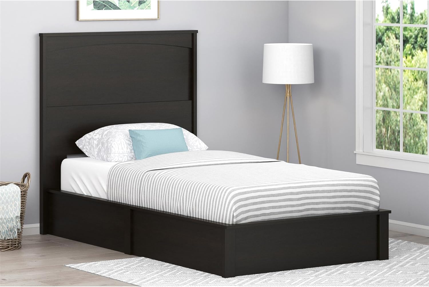 LOVE US Classical Wooden Bed Frame with Large Headboard