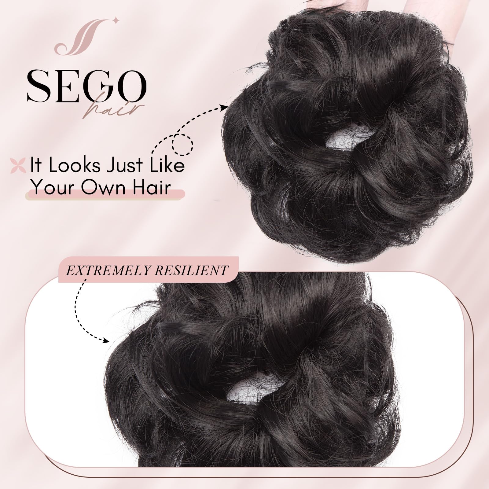 SEGOHAIR Messy Bun Hair Piece Fake Hair Bun Hair Scrunchies Bun - Image 3