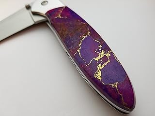 Santa Fe Stoneworks Purple Turquoise handle Pocketknife on Leek Blade A/O