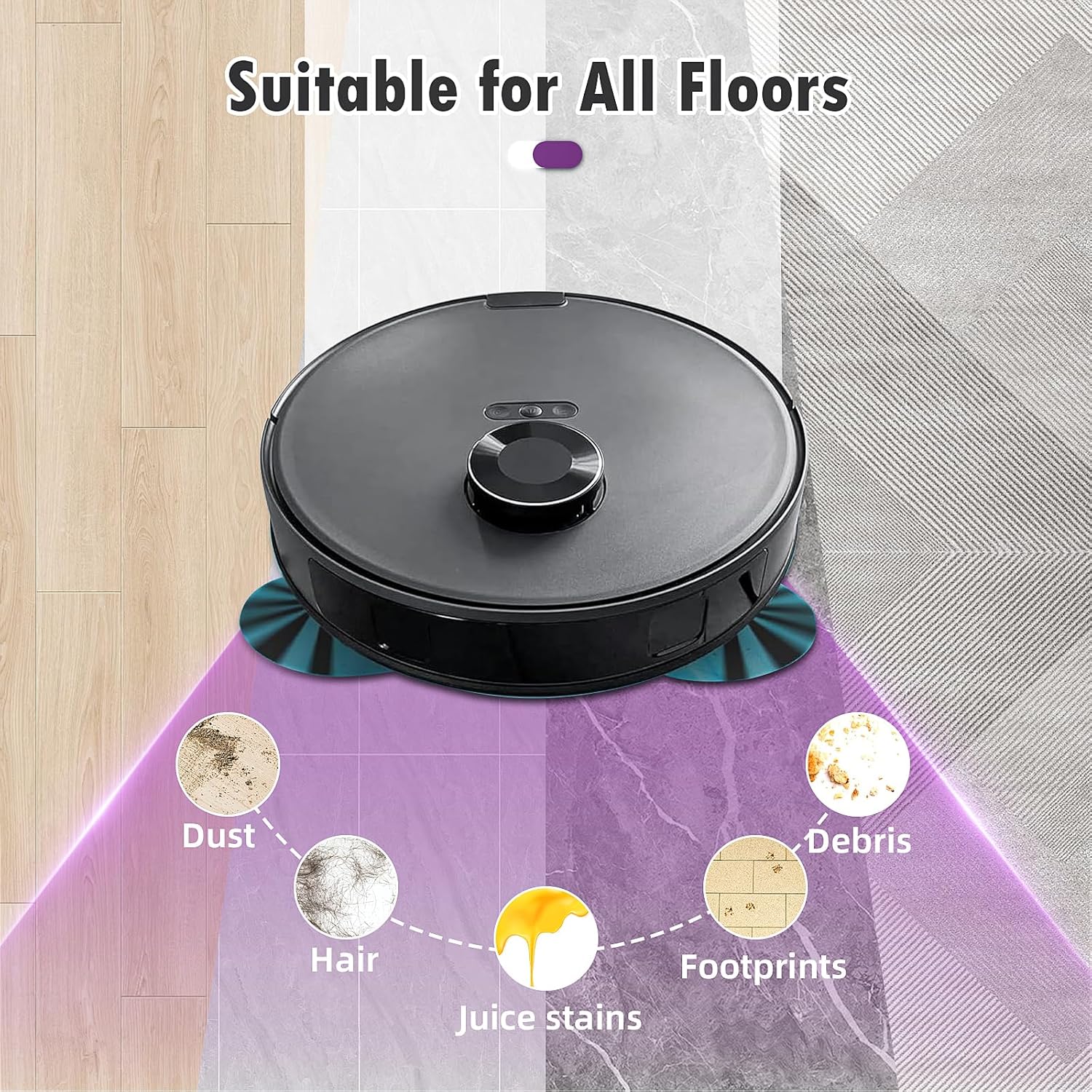 19 Packs Replacement Parts for Eureka E20 Plus Robot Vacuum Cleaner, 2 Rubber Brush, 8 Edge-Sweeping Brushes, 4 Hepa Filters, 4 Mop Pads, 1 Cleaning Brush Accessories Kit