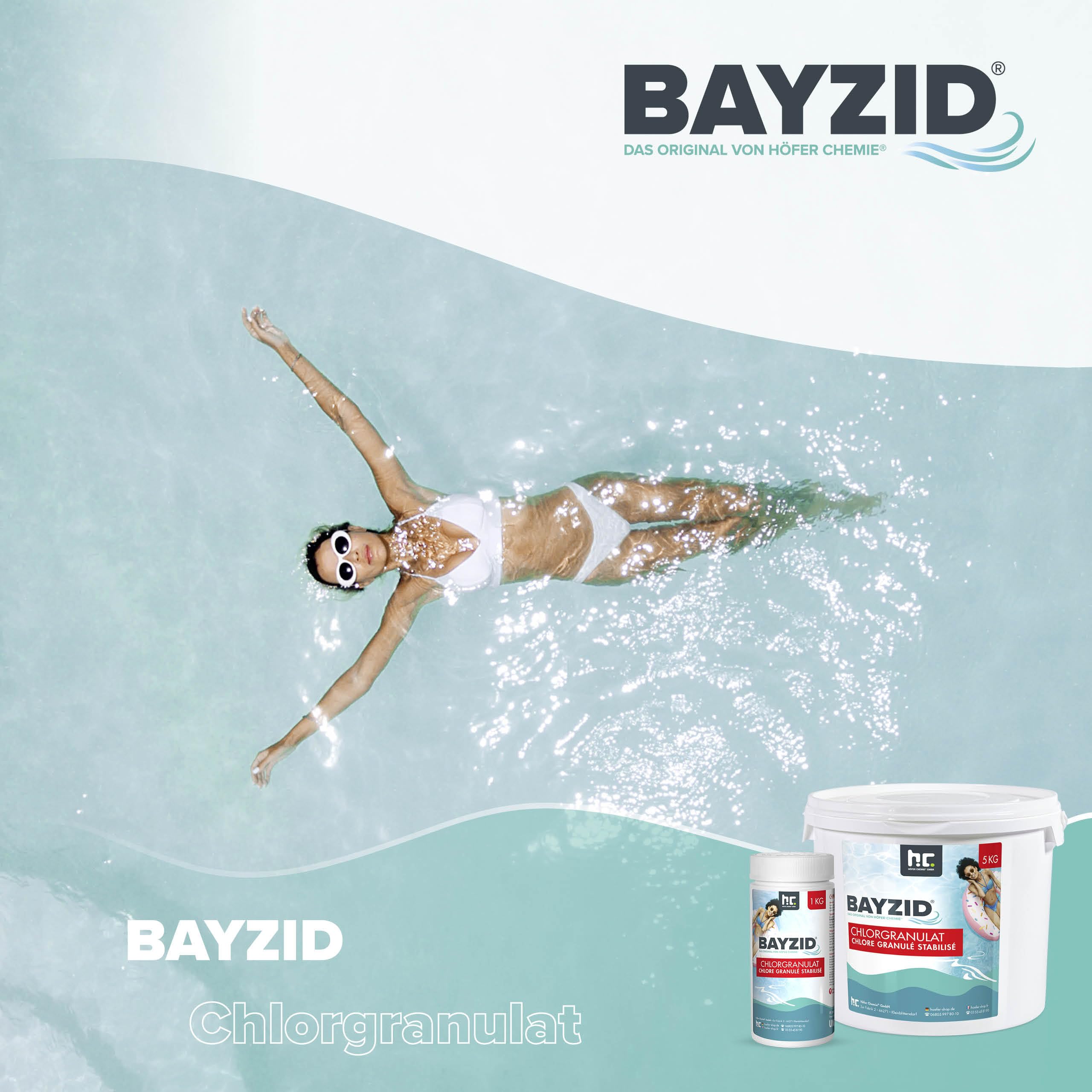 Höfer Chemie Chlorgranulat für Pool 5kg - 56% Aktivchlorgehalt zur Schnellen Anhebung des Chlorgehaltes - Bekämpft Keime & Bakterien - Leicht Löslich Schwimmbad