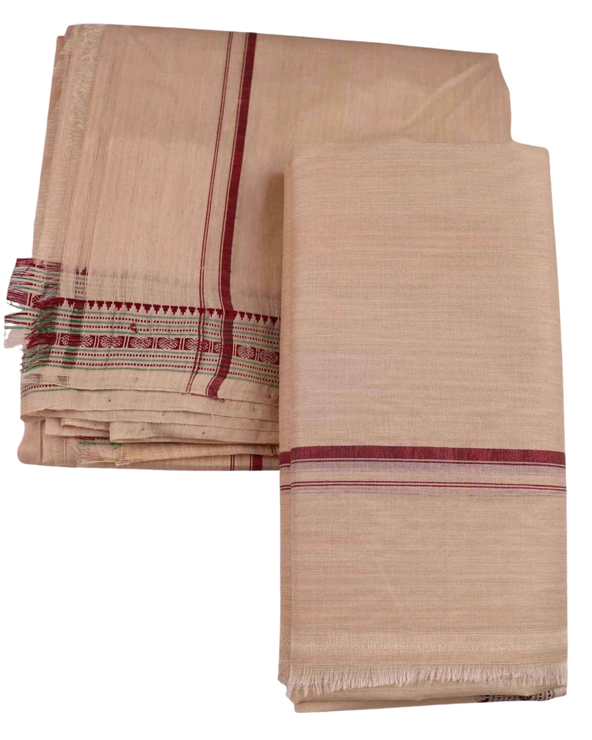 Authentic Sambalpuri Handloom Cotton Unstitched Dhoti with Utari for Men | Traditional Odisha Weave Ikat Dhoti for Festive & Religious Wear-image-7