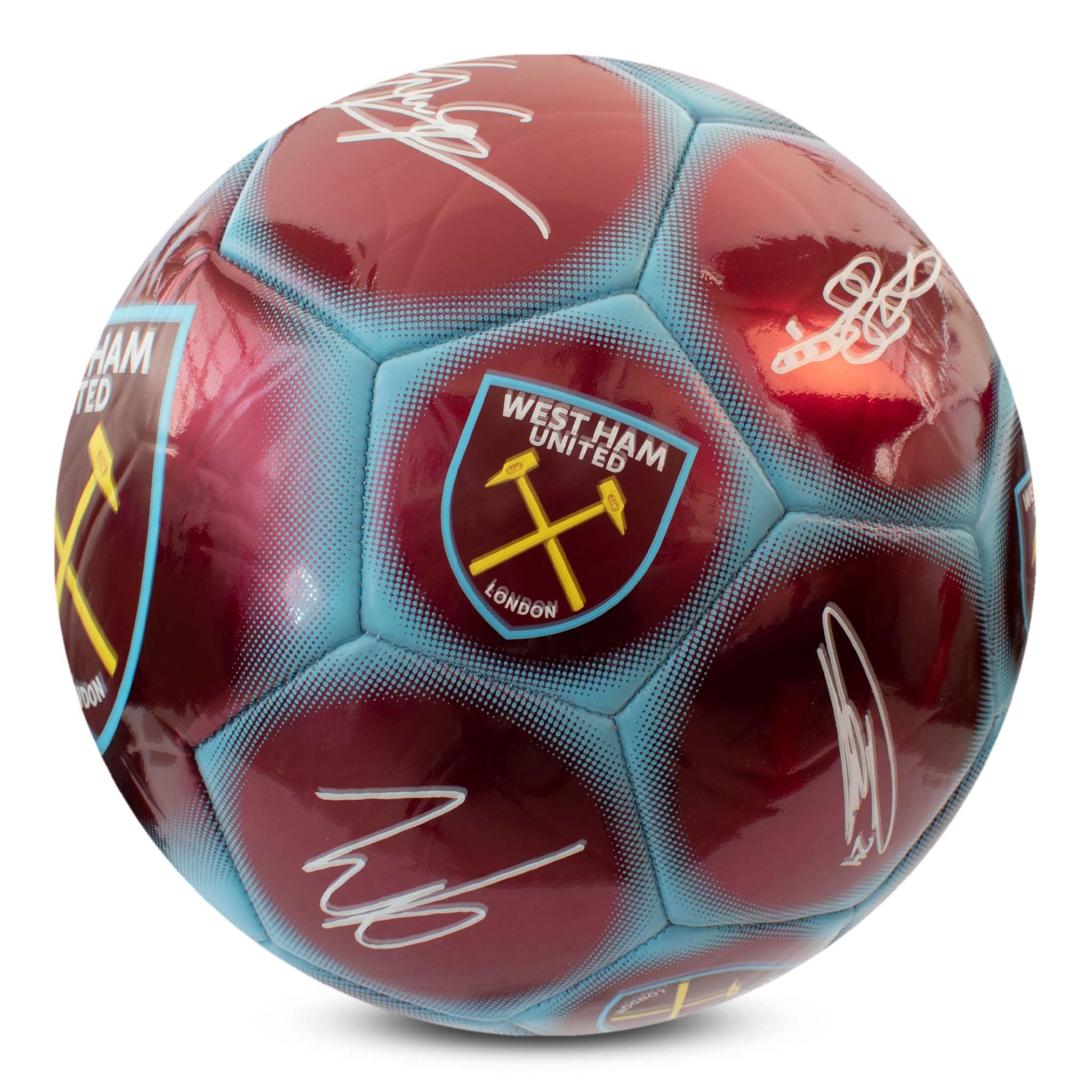 Hy-Pro Oficjalnie licencjonowana piłka nożna West Ham F.C. Classic Signature | metaliczny, rozmiar 5, młoty, trening, mecz, towar, kolekcjonerski dla dzieci i dorosłych