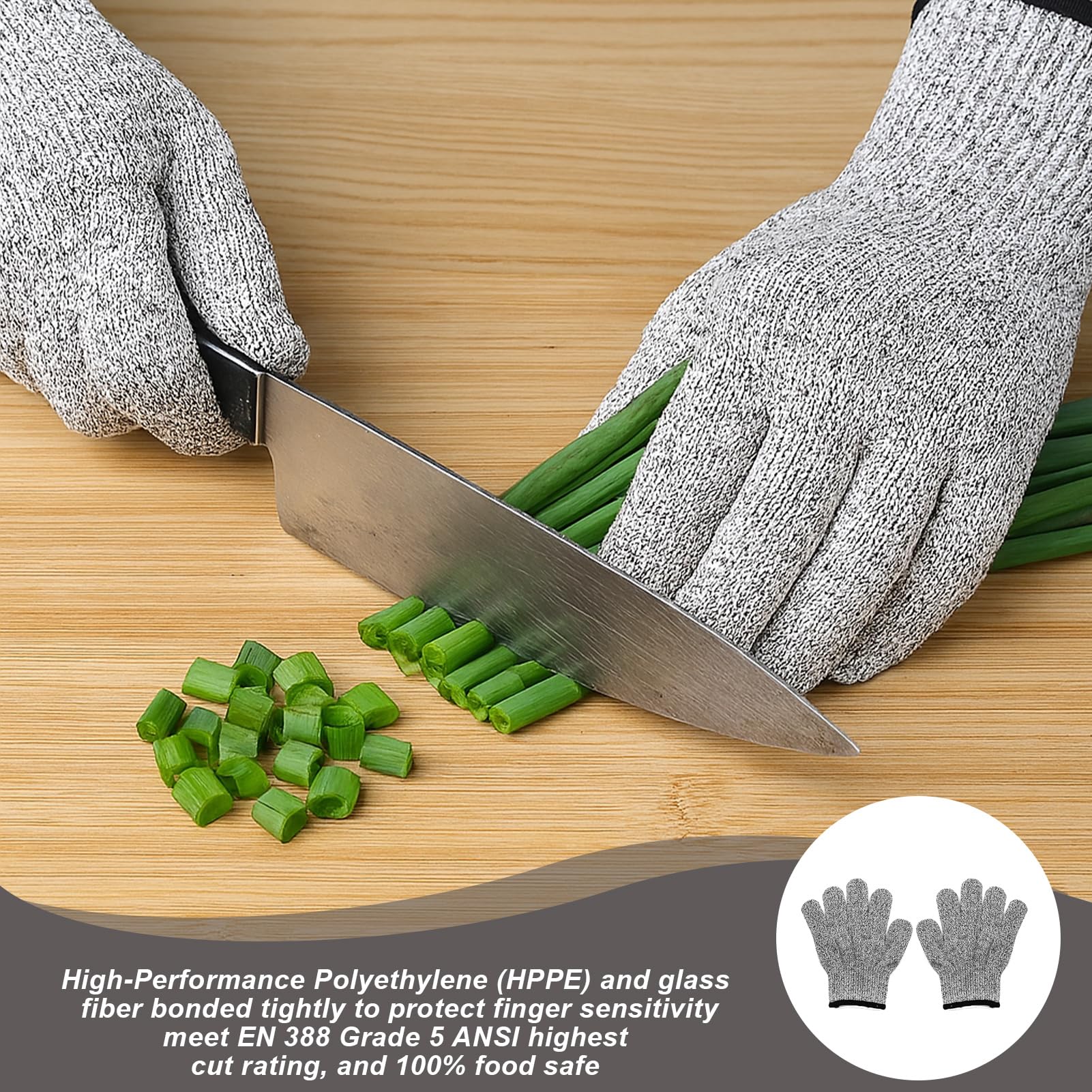 2 Paire Gants Anti Coupure,Confort Gants De Travail Extensibles,Gants De Travail,Pour Cuisine Huitre Viande Couper Et éplucher Sculpture Jardinage (M, Adultes)