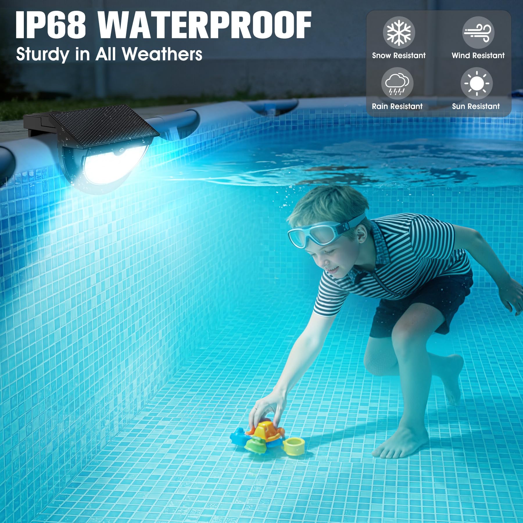 Solar-Pool-Lichter, 2026, verbessert, solarbetrieben, oberirdische Pool-Lichter, Rahmen-Pool-Licht, wasserdicht, Schwimmbad-Solarlicht, Farbwechsel-Pool-Beleuchtung für oberirdische