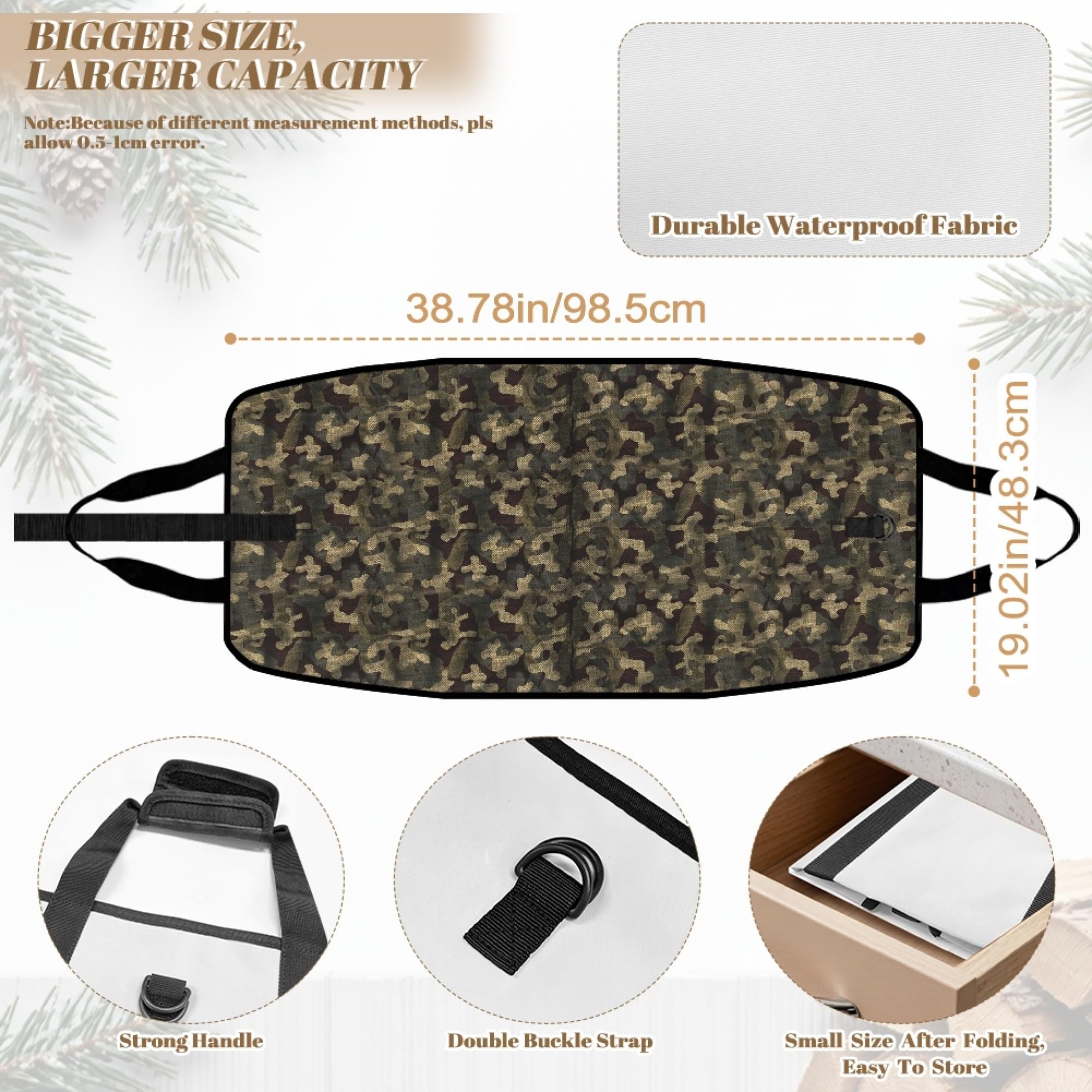 Cumagical Sac de transport portable pour bûches Motif camouflage Marron