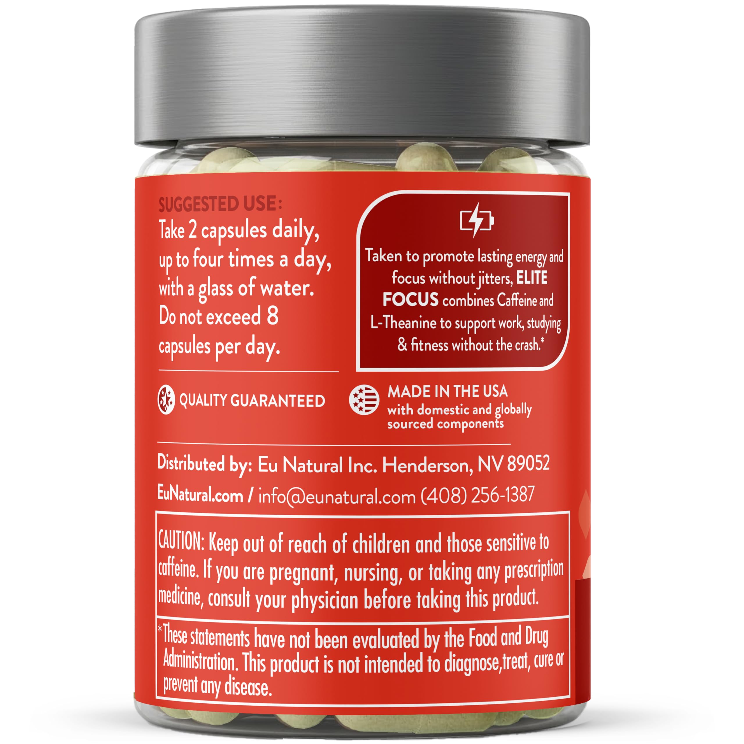 Elite Focus Caffeine Pills with L-Theanine, Jitter-Free Energy, 120 Caps — Amazon image 9