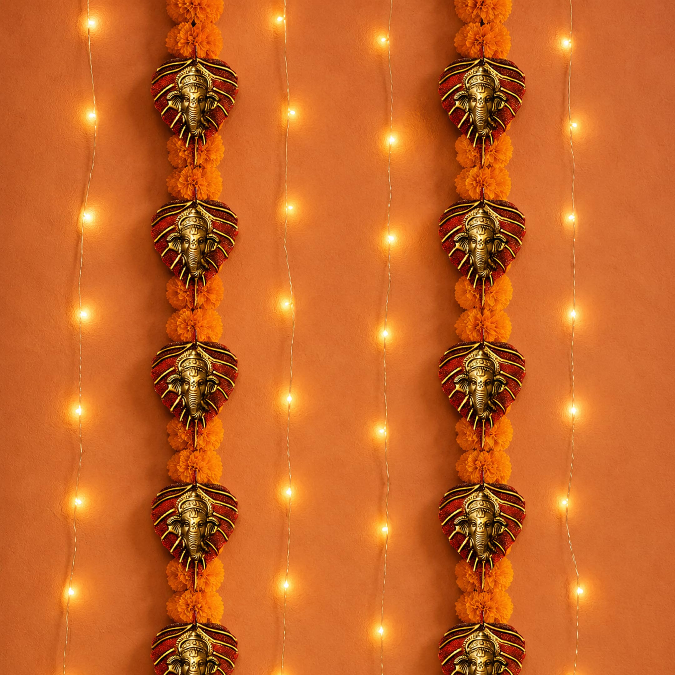 LOVENSPIRE Metalowy liść Ganesha Diwali dekoracja ścienna wisząca do domu i biura parapetówka prezent zwrotny Pooja Favor Ganesha dekoracyjna ścienna wisząca prezentacja opakowanie 1/2/5/25 szt