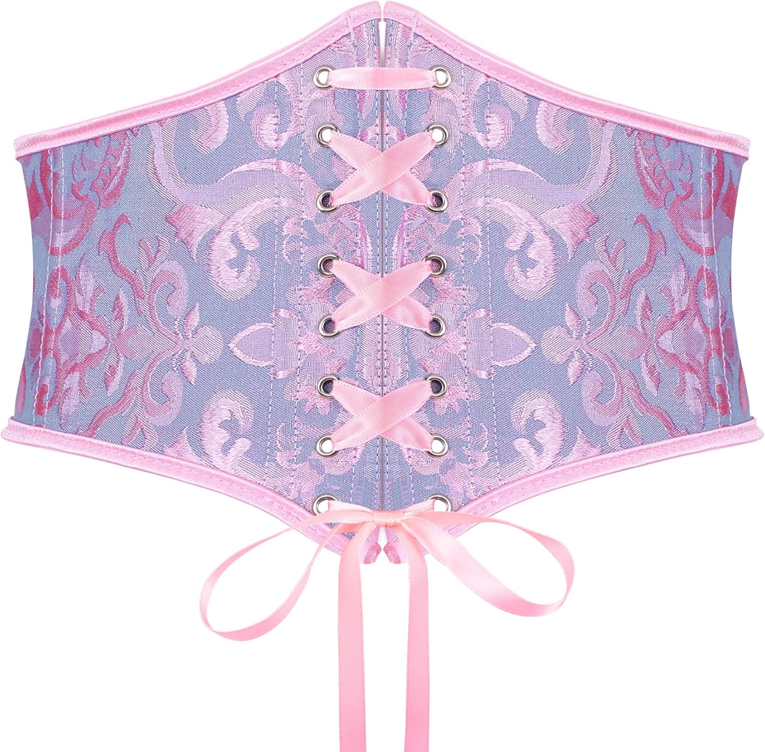 SUOSDEY Corset Belt for Women Jacquard Underbust Bustier Lace Up Waspie Belt Renaissance Pirate Corset