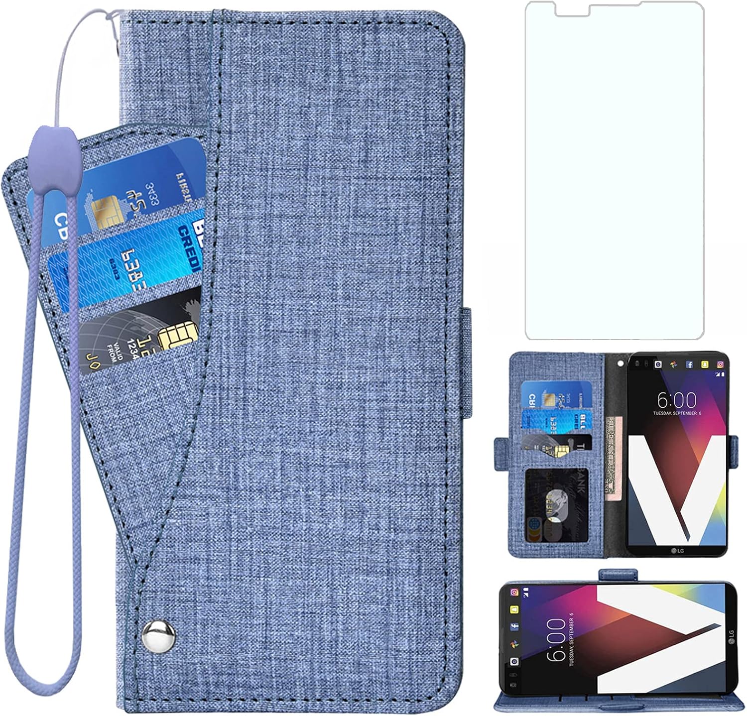 Asuwish Compatible con LG X Power – Funda tipo cartera de vidrio