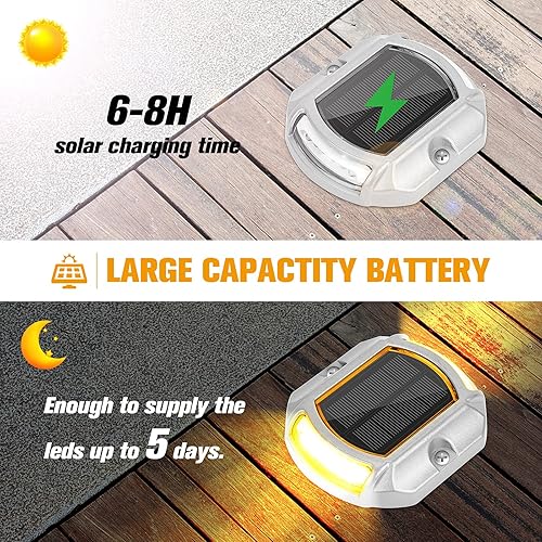 Miniatura 3 de VOLISUN Paquete de 12 luces solares para entrada de vehículos, 2 colores en 1, inalámbricas, alimentadas por energía solar, impermeables, para